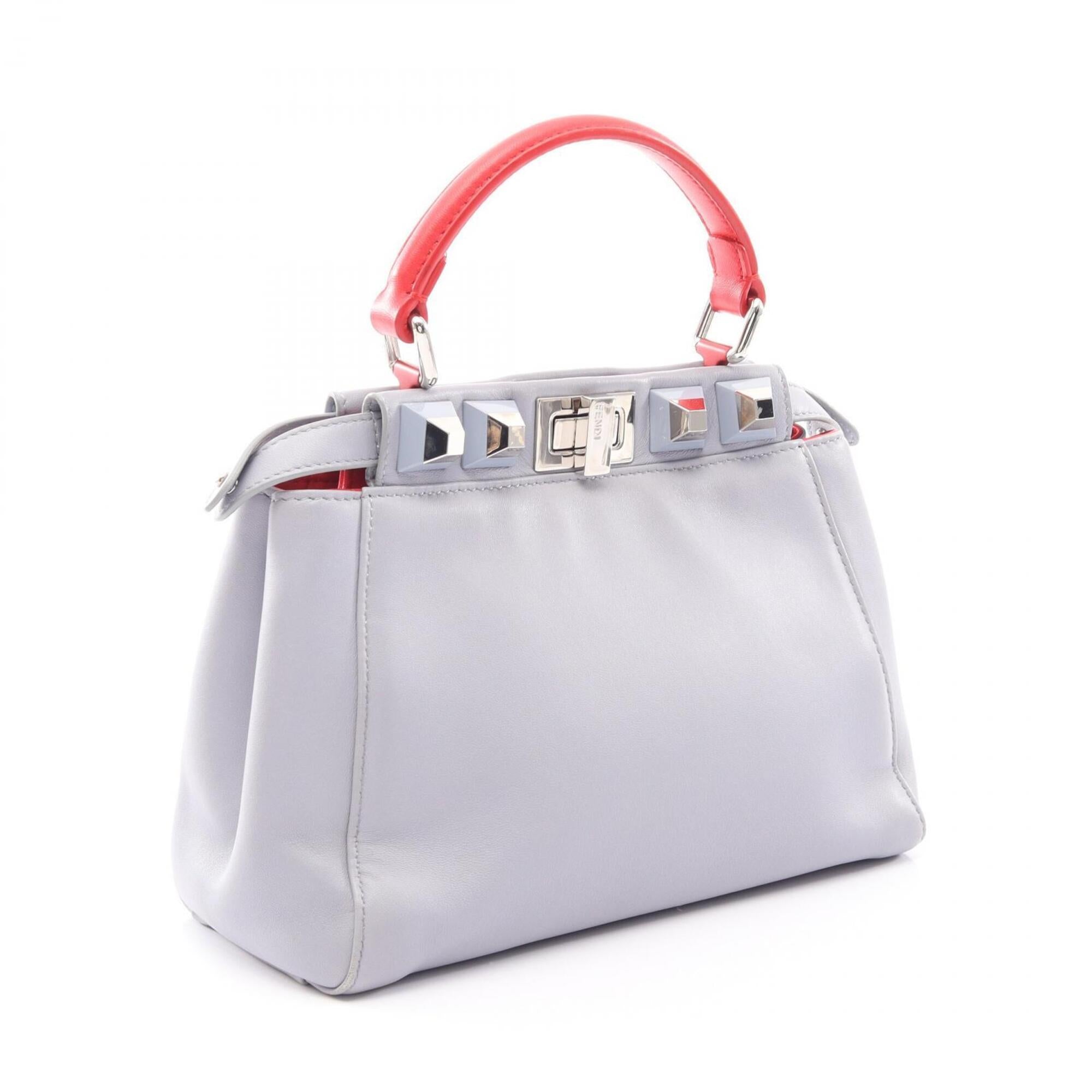 Fendi Blue Red Color Leather Handbag (Pre-Owned)