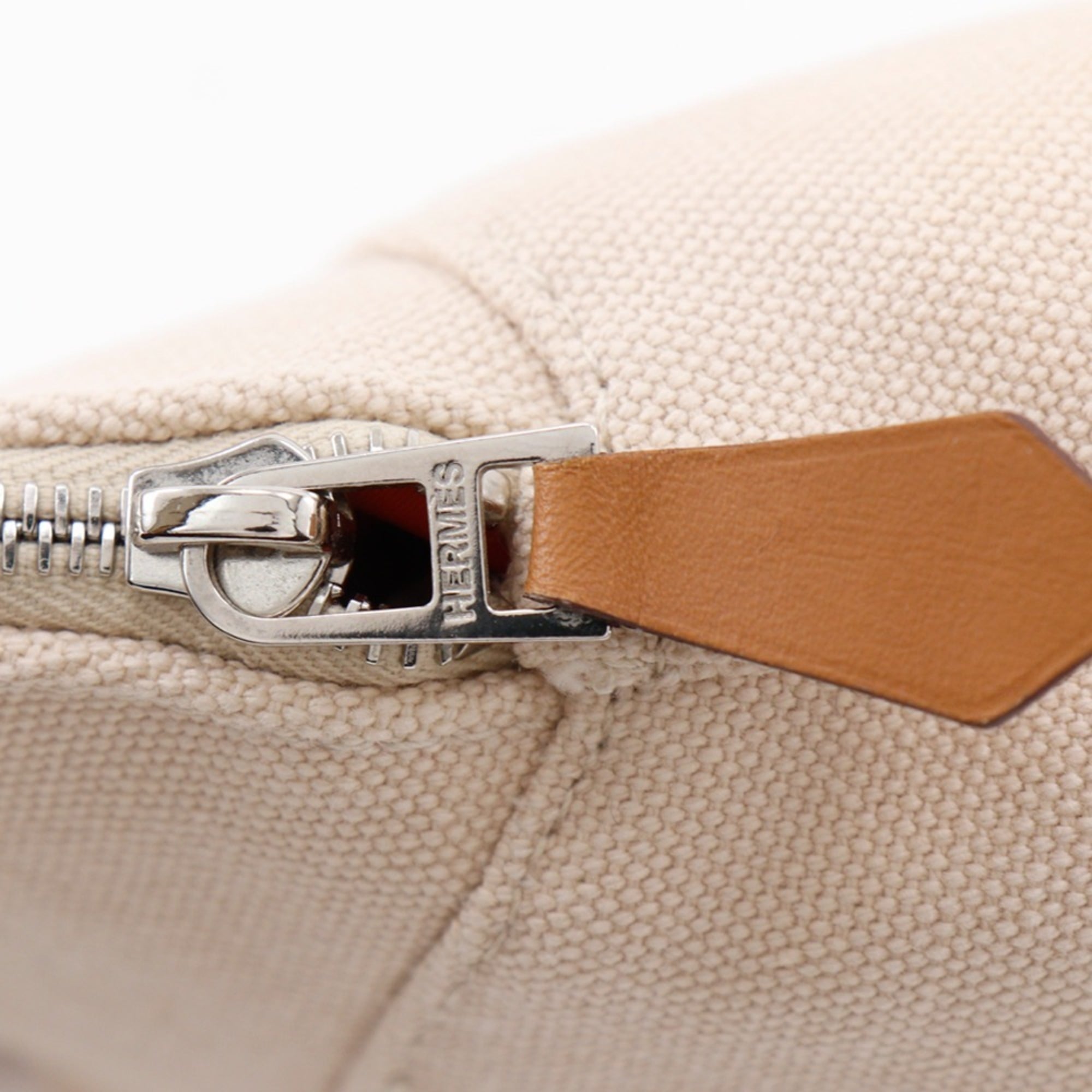 Hermes Beige Canvas Pouch (Pre-Owned)