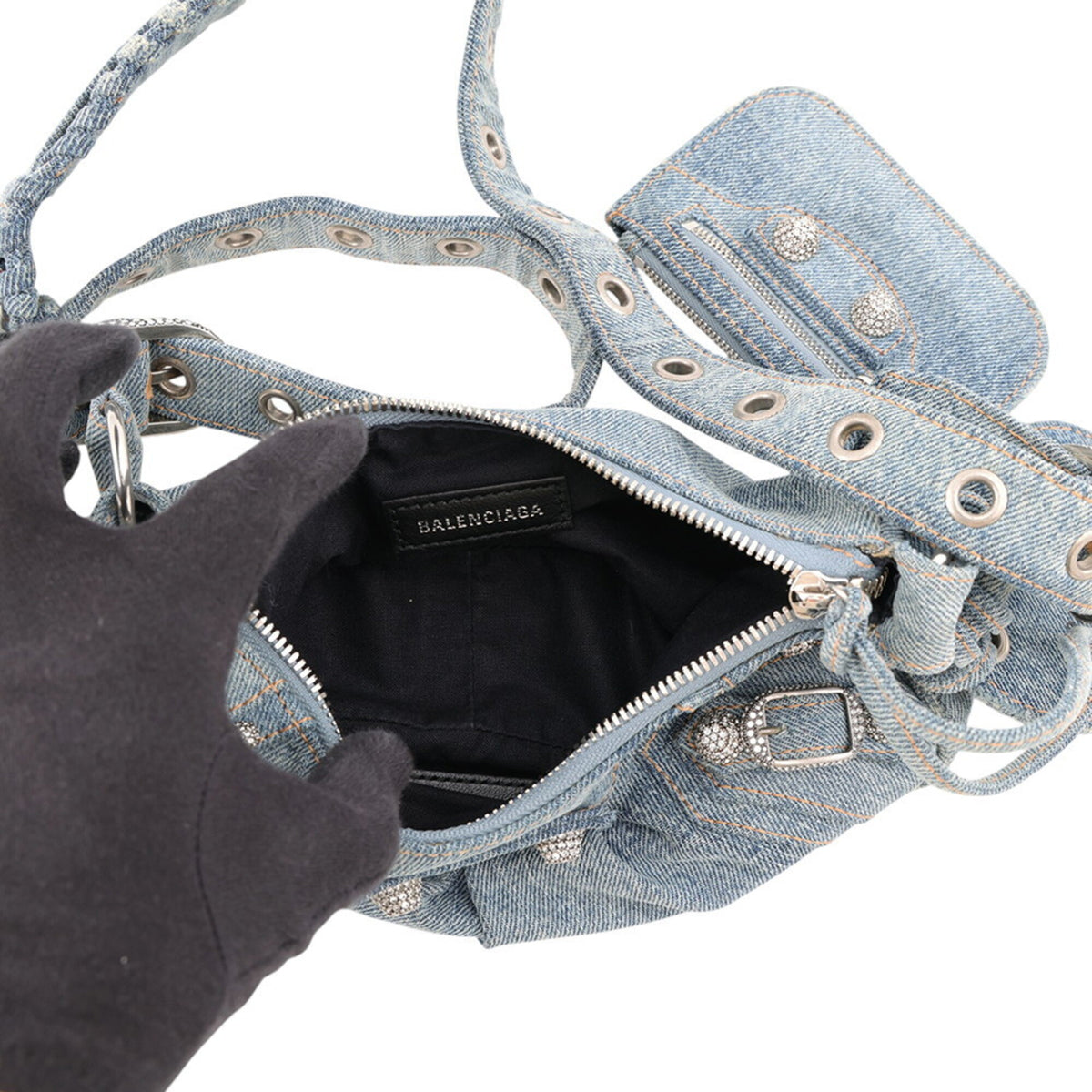 Balenciaga Blue Denim Handbag Shoulder Bag (Pre-Owned)