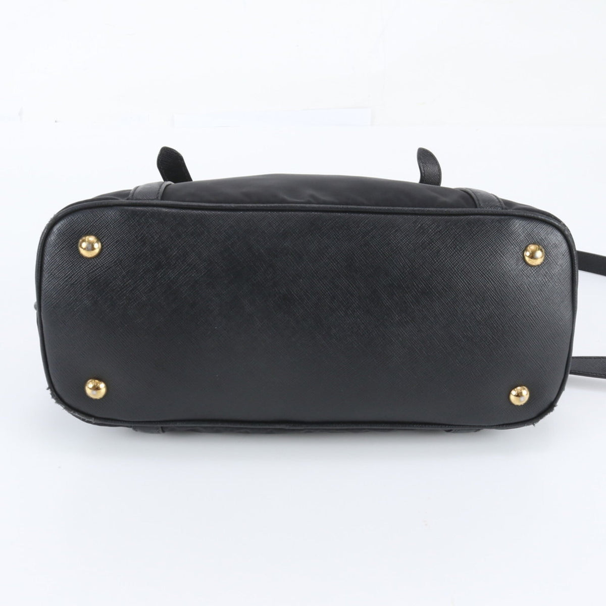Prada Black Leather Nylon Handbag Shoulder Bag Tote Bag (Pre-Owned)