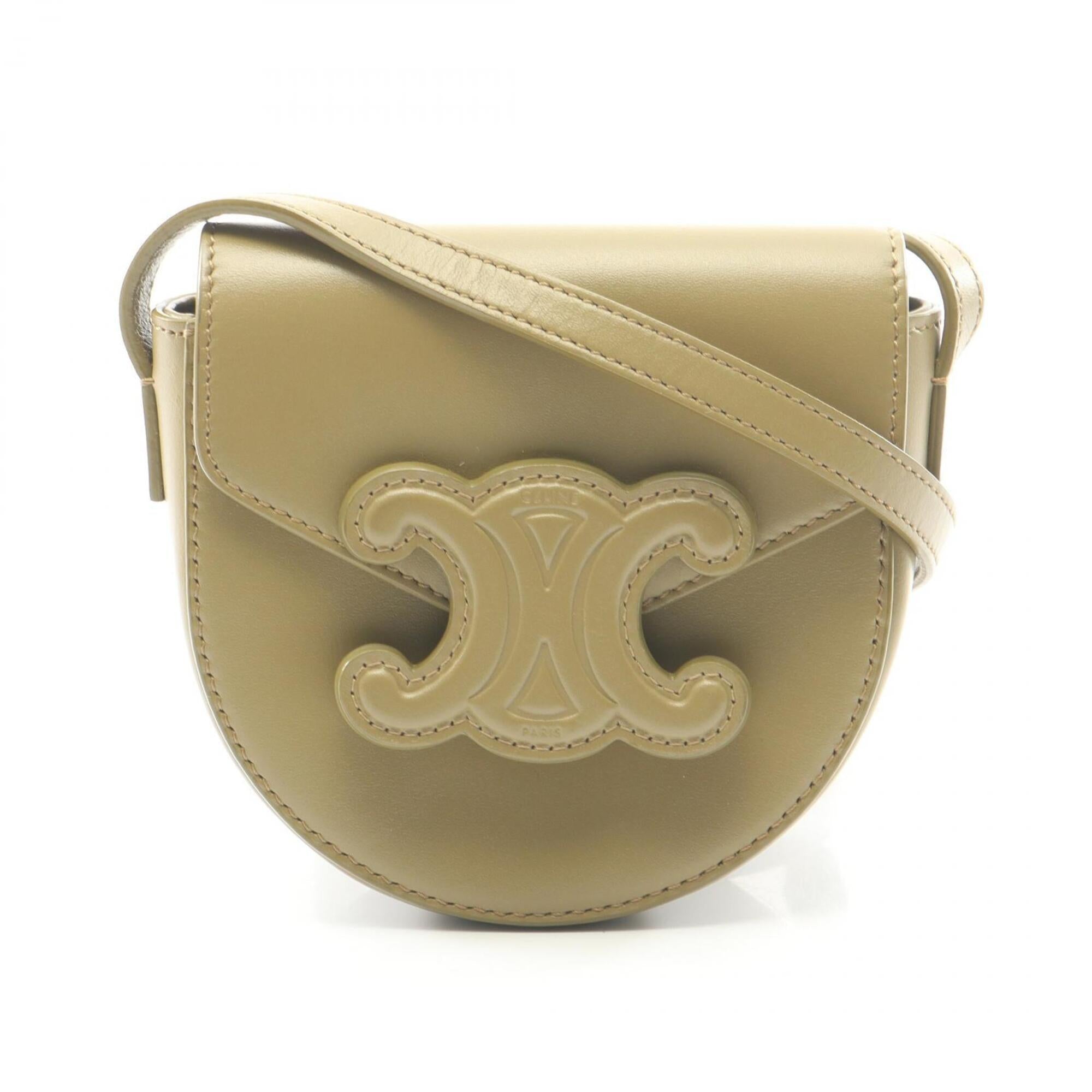 Celine Khaki Leather Handbag Shoulder Bag (Pre-Owned)