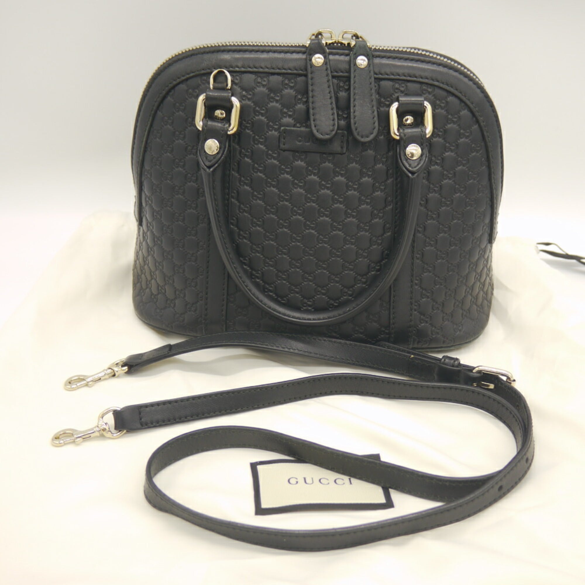 Gucci Black Micro Gg Leather Handbag Shoulder Bag (Pre-Owned)