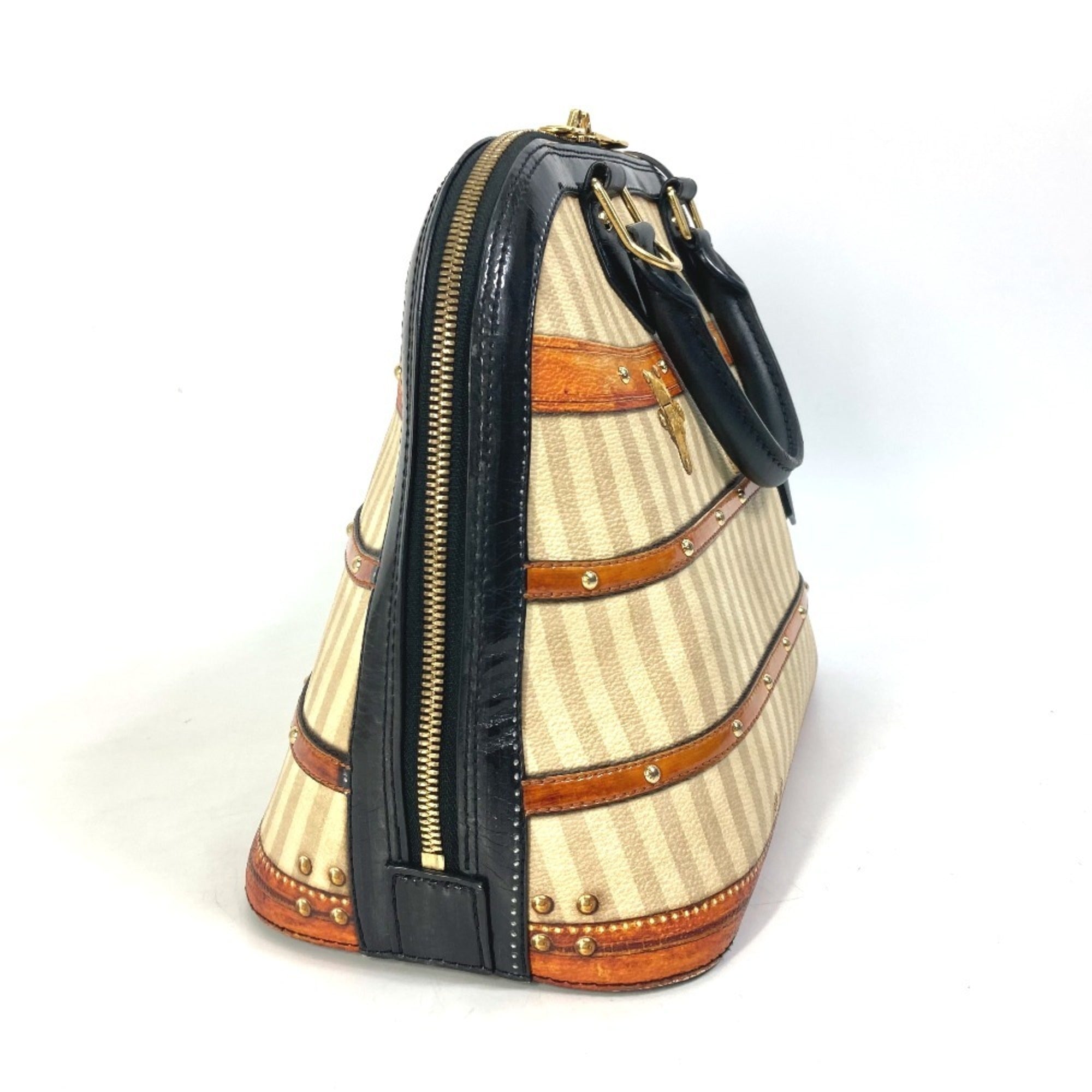 Louis Vuitton Beige Black Canvas Leather Handbag (Pre-Owned)