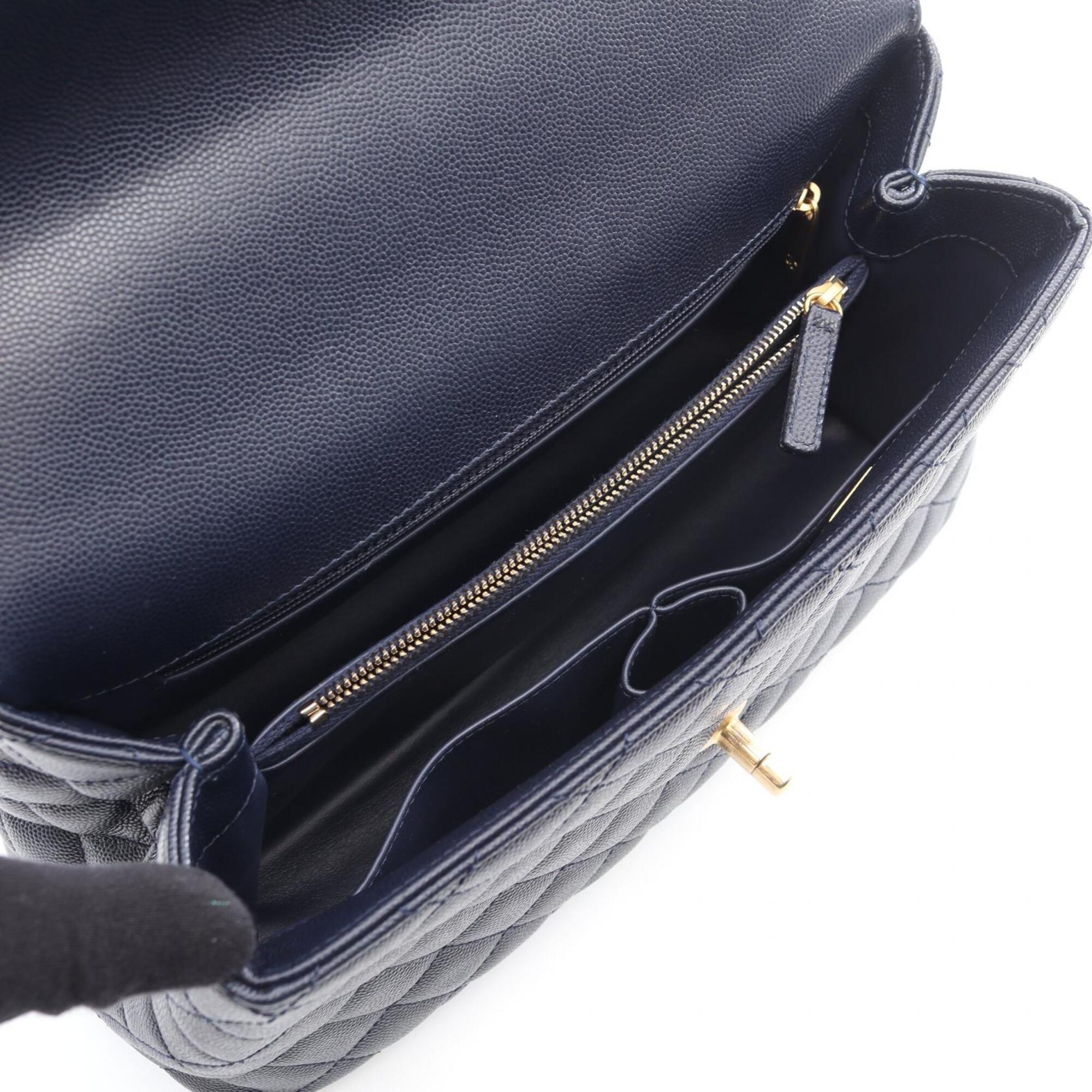 Chanel Navy Grained Calfskin Handbag (Pre-Owned)