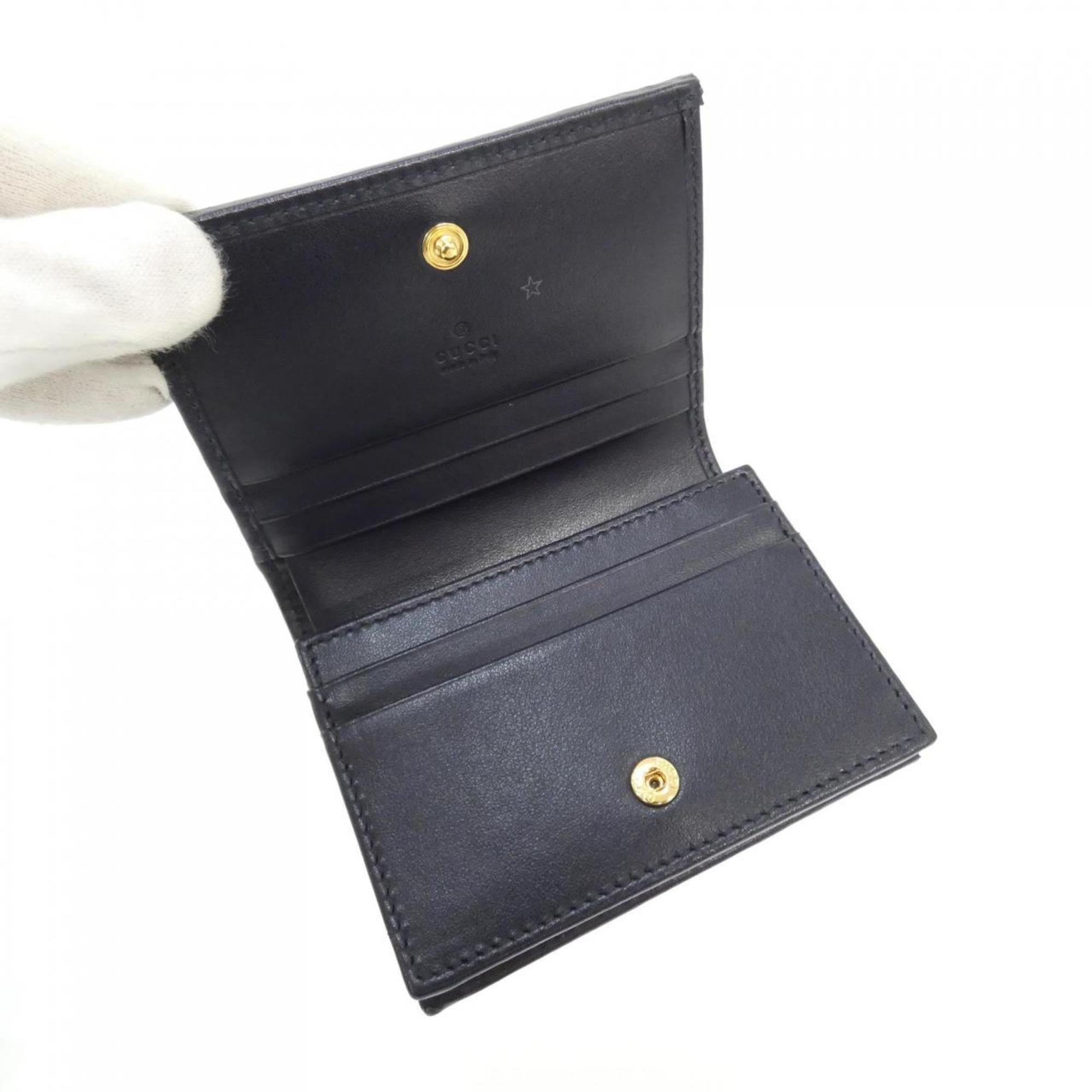 Gucci Beige Navy Canvas Leather Wallet (Bi-Fold) (Pre-Owned)
