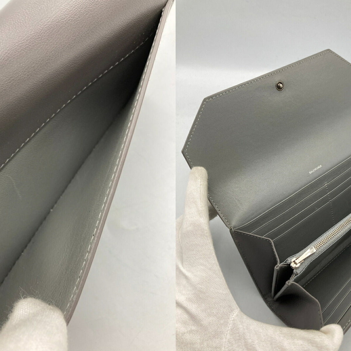 Balenciaga Gray Leather Long Wallet (Bi-Fold) (Pre-Owned)