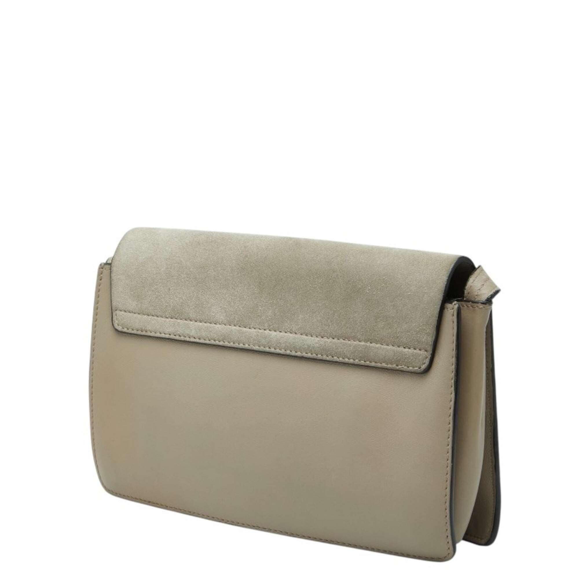 Chloé Gray Beige Leather Suede Shoulder Bag (Pre-Owned)