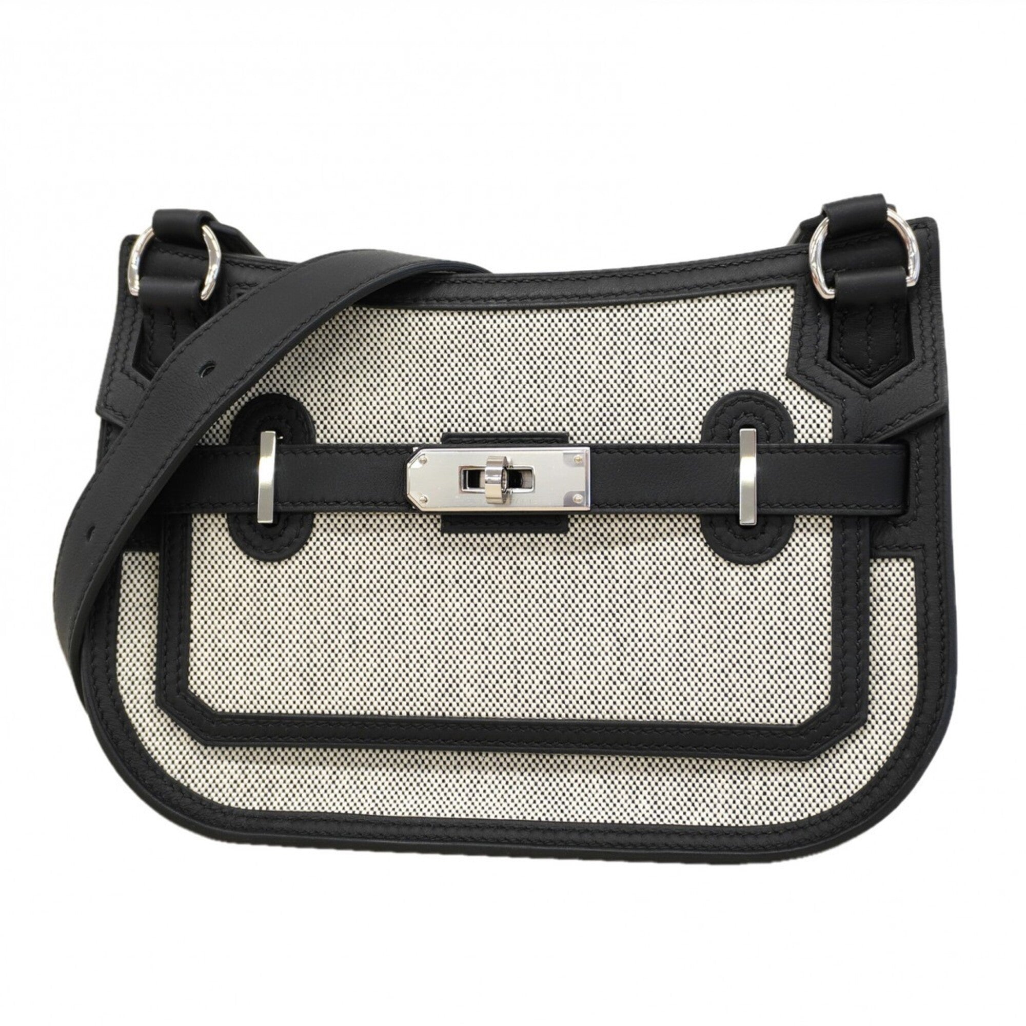 Hermes Black Toile H Swift Leather Shoulder Bag (Pre-Owned)