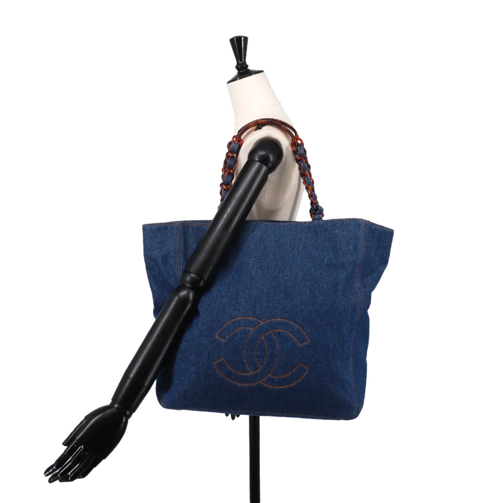 Chanel Blue Denim Handbag Tote Bag (Pre-Owned)