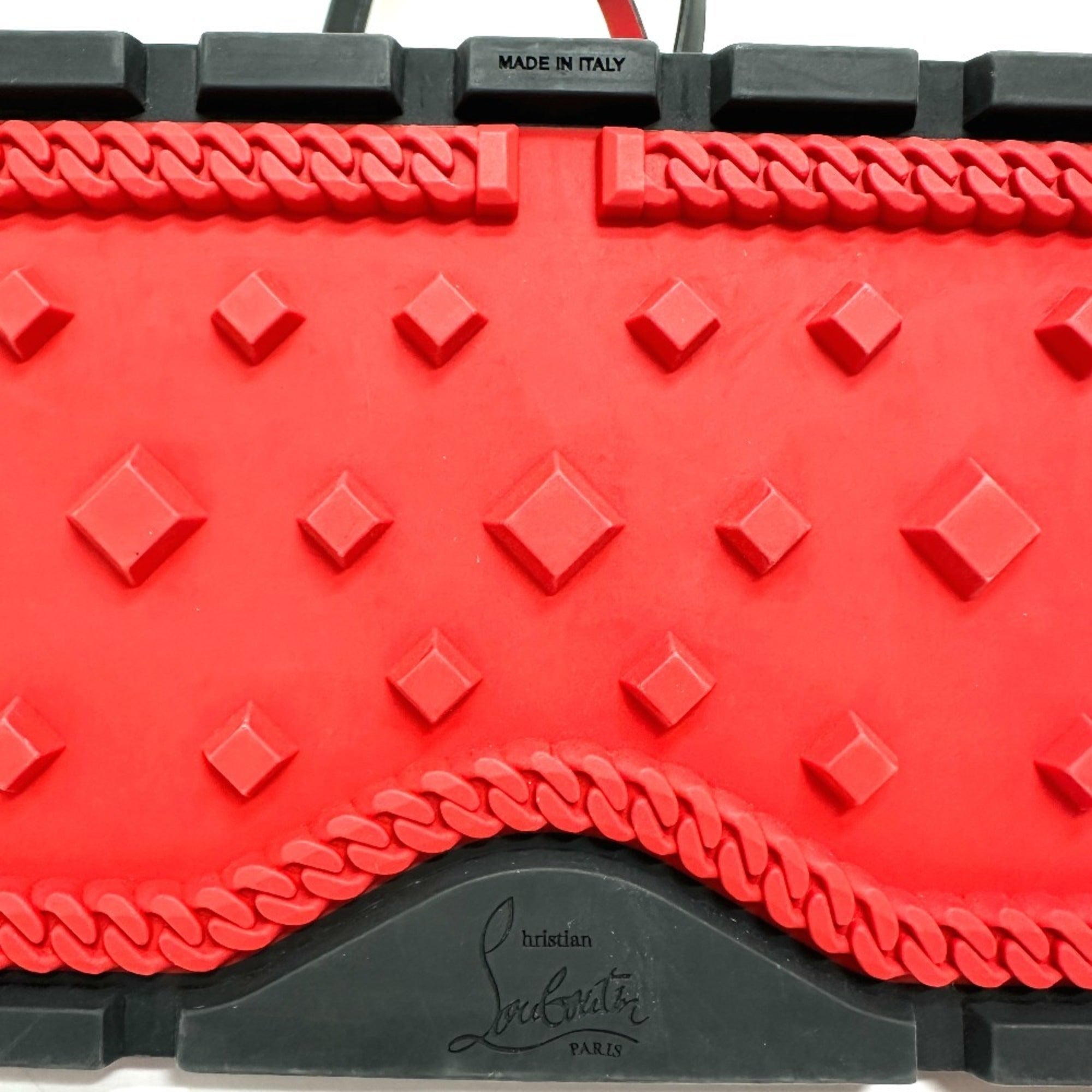 Christian Louboutin Black Red Color Leather Tote Bag (Pre-Owned)