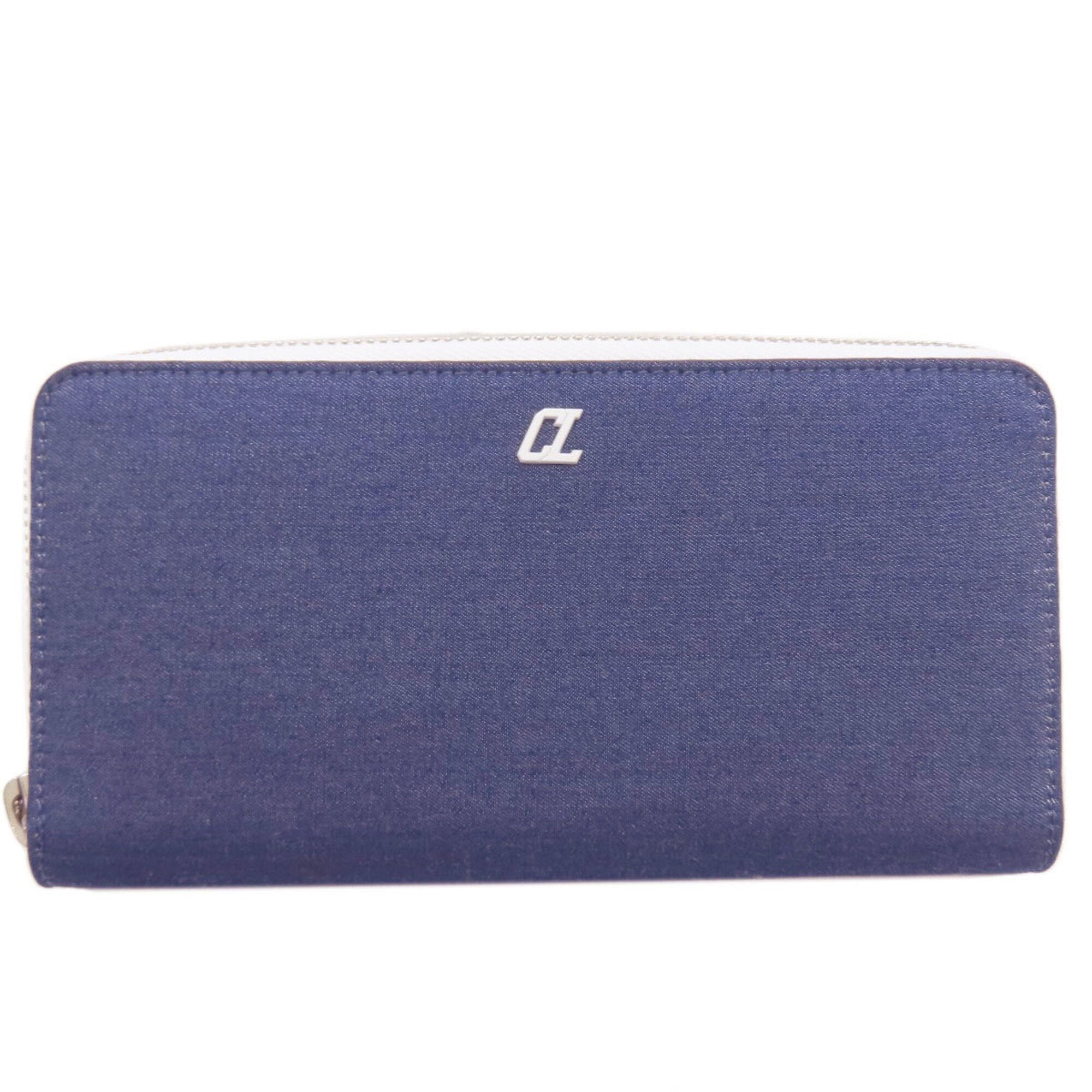 Christian Louboutin Blue Denim Long Wallet (Bi-Fold) (Pre-Owned)