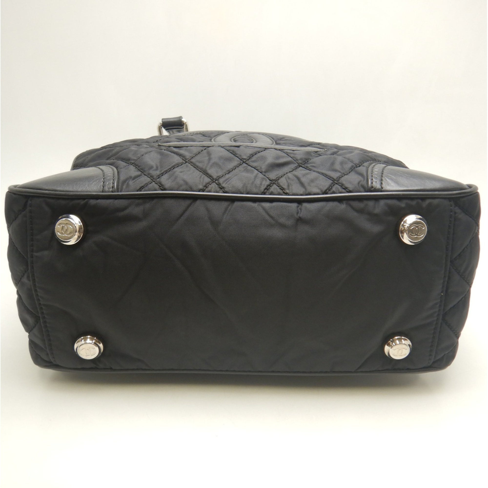 Chanel Black Nylon Leather Tote Bag (Pre-Owned)