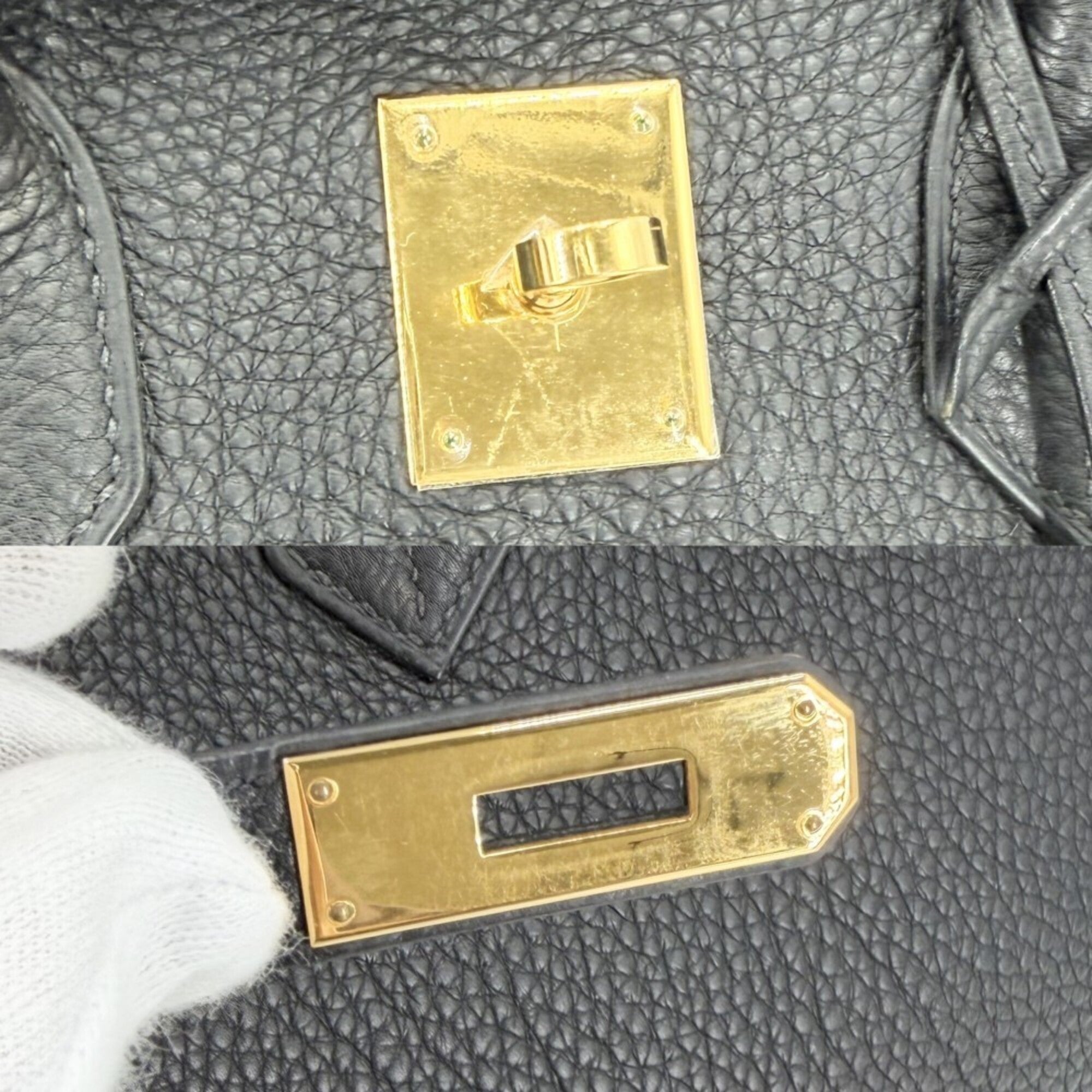 Hermes Black Leather Handbag (Pre-Owned)