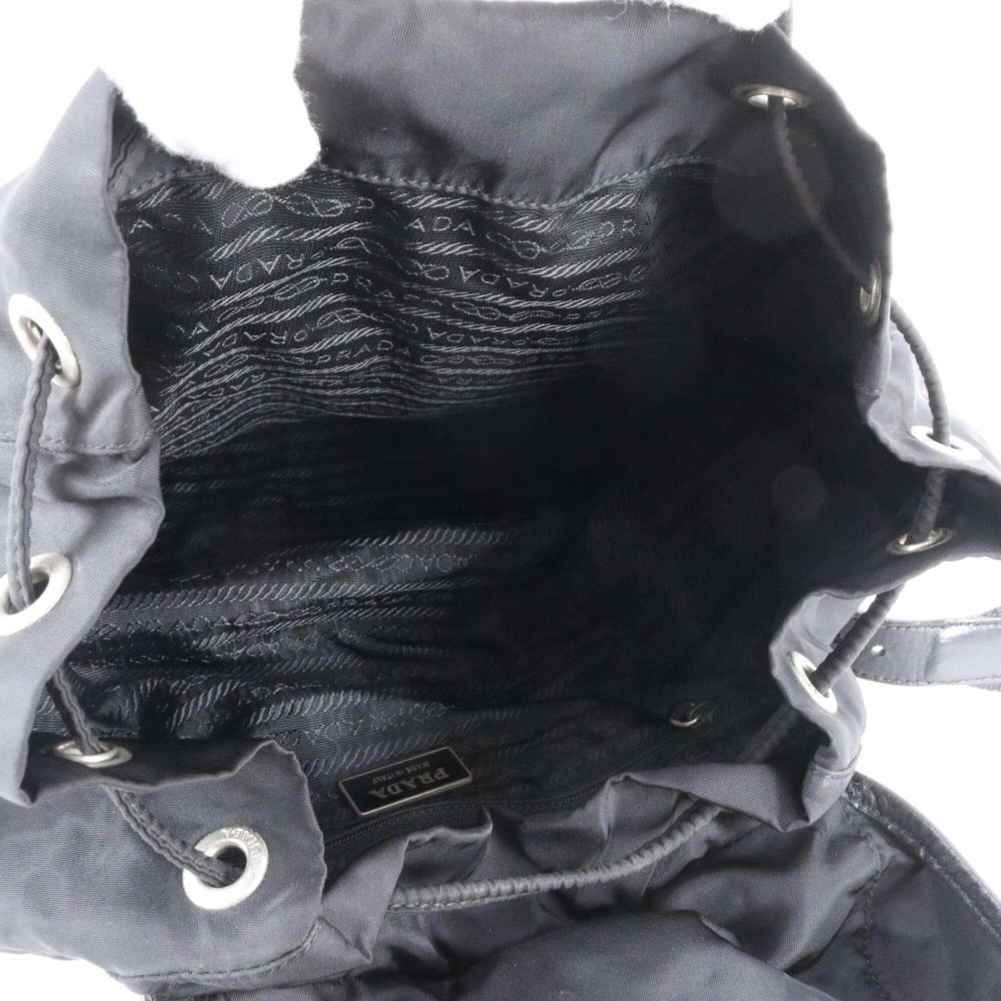 Prada Black Nylon Leather Backpack Handbag (Pre-Owned)