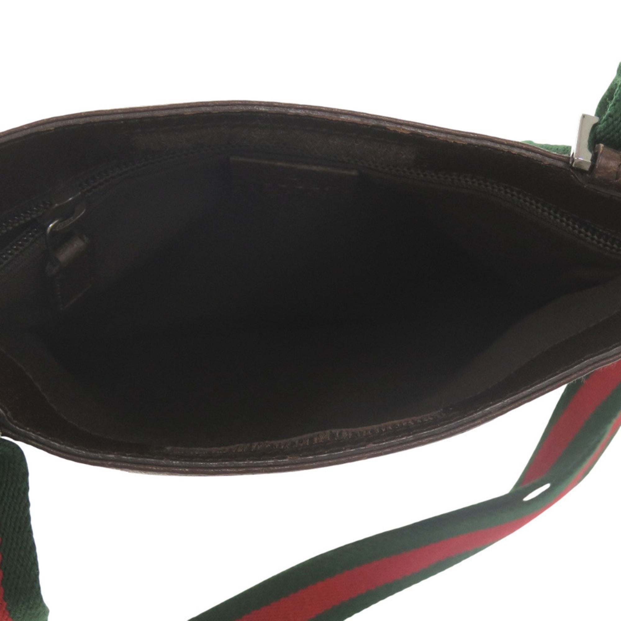 Gucci Brown Green Red Color Gg Canvas Leather Messenger Bag Sling Bag (Pre-Owned)