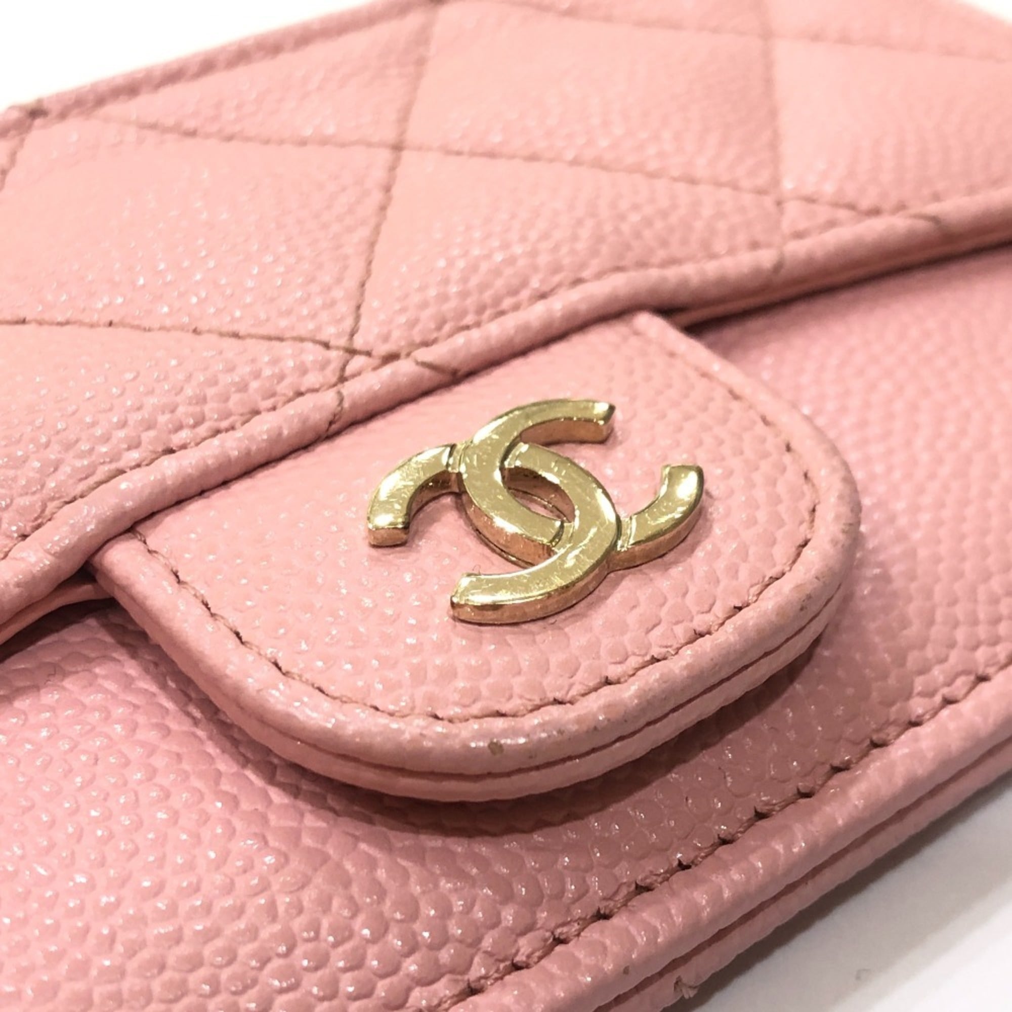 Chanel Pink Grained Calfskin Coin Purse/Coin Case (Pre-Owned)