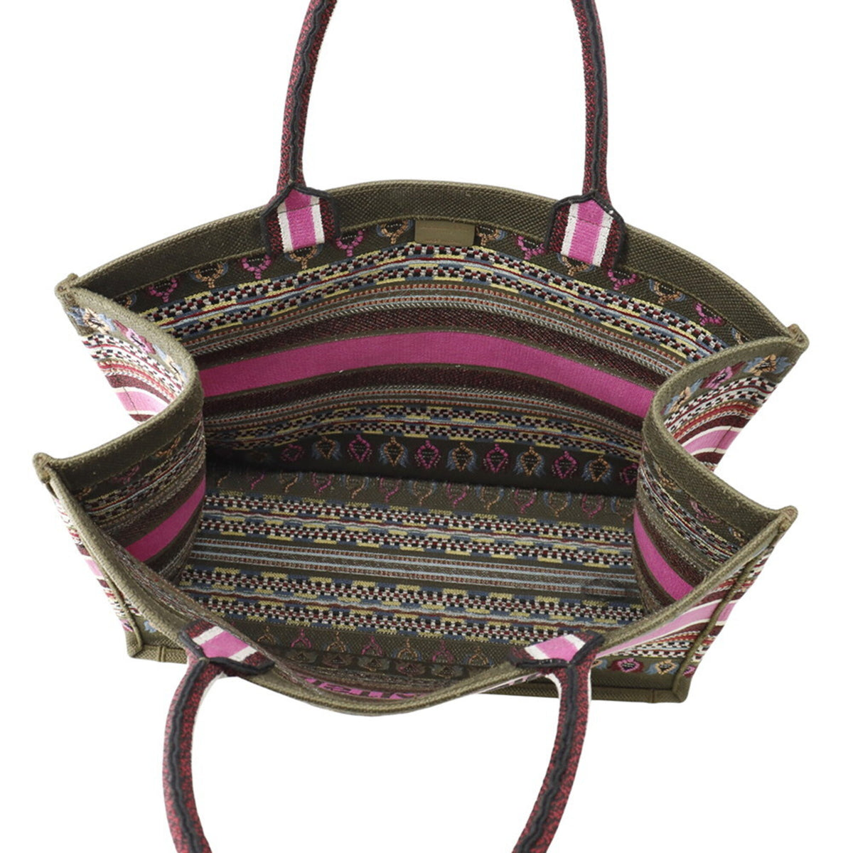 Christian Dior Khaki Multi-Color Purple Canvas Tote Bag (Pre-Owned)