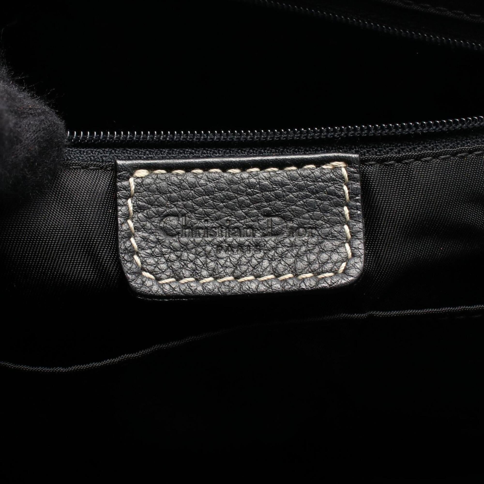 Christian Dior Black Leather Boston Bag Handbag (Pre-Owned)