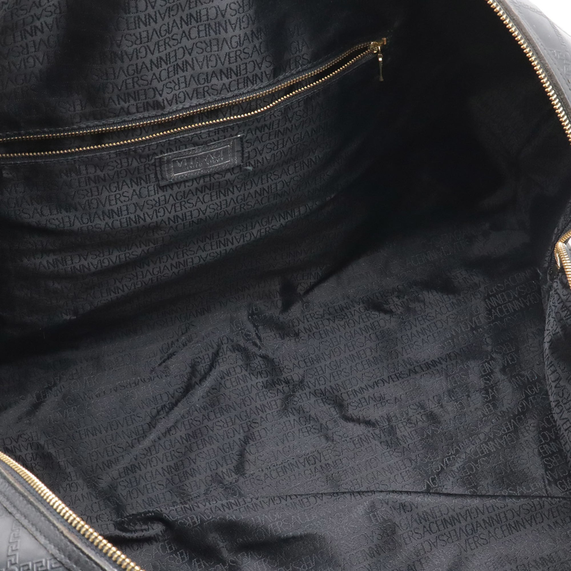 Versace Black Coated Canvas Leather Boston Bag (Pre-Owned)