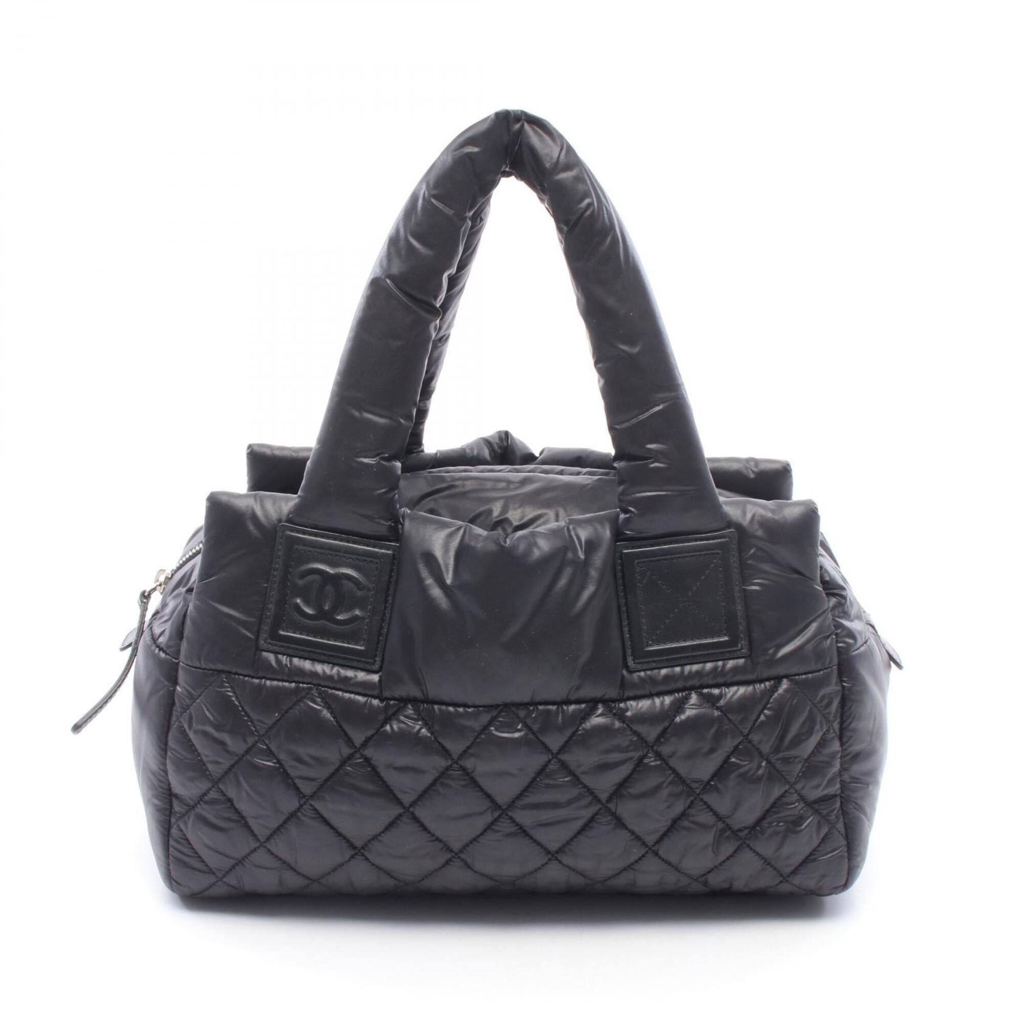 Chanel Black Nylon Leather Handbag (Pre-Owned)