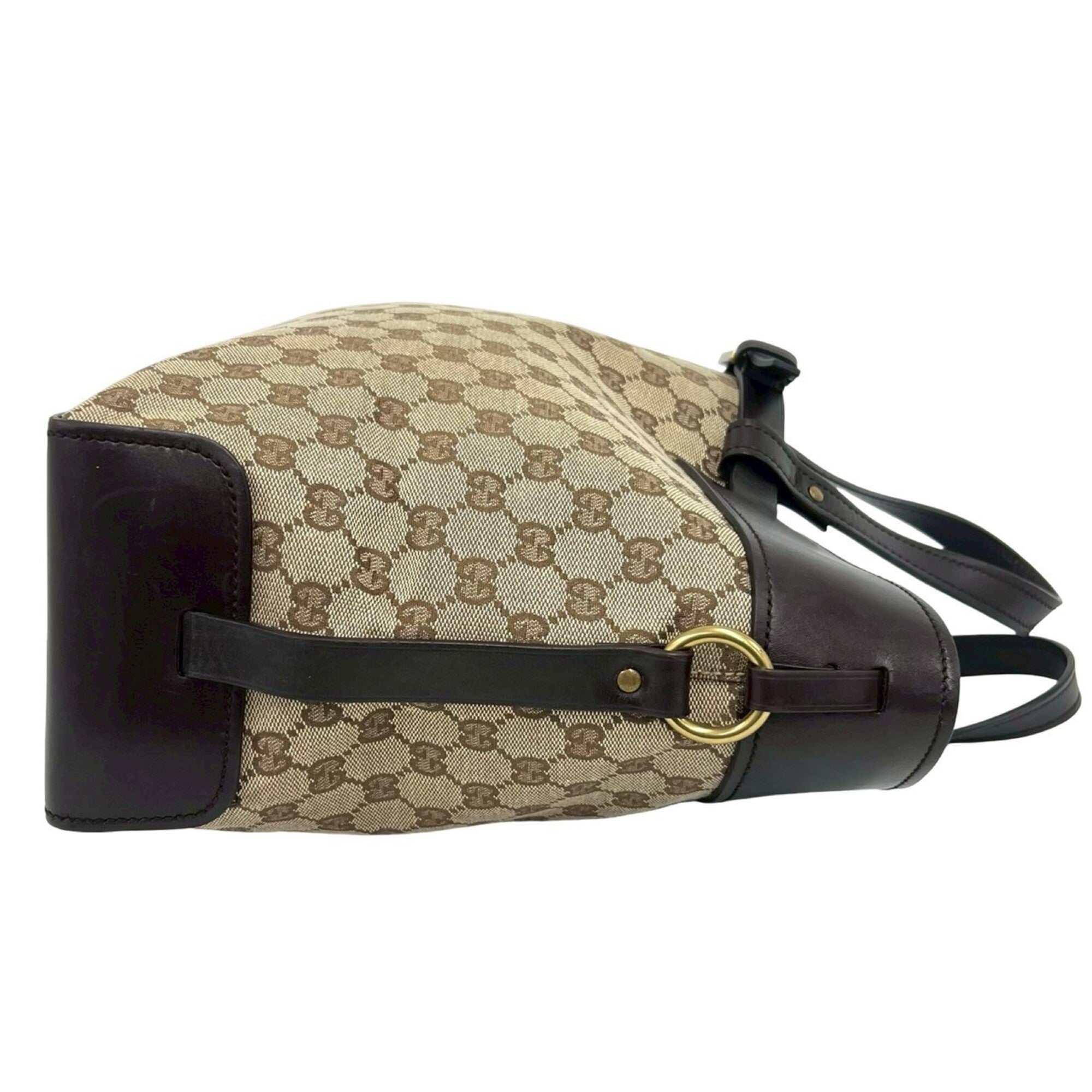 Gucci Brown Canvas Leather Handbag Tote Bag (Pre-Owned)