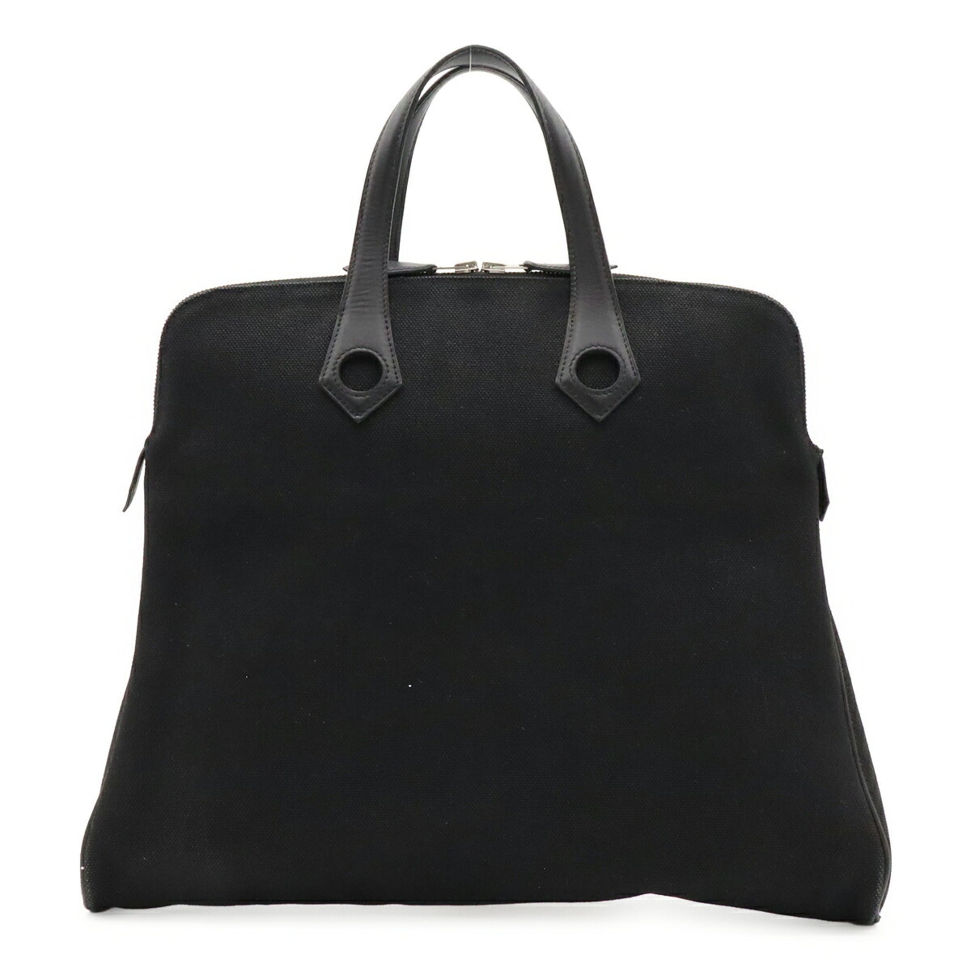 Hermes Black Canvas Handbag Tote Bag (Pre-Owned)