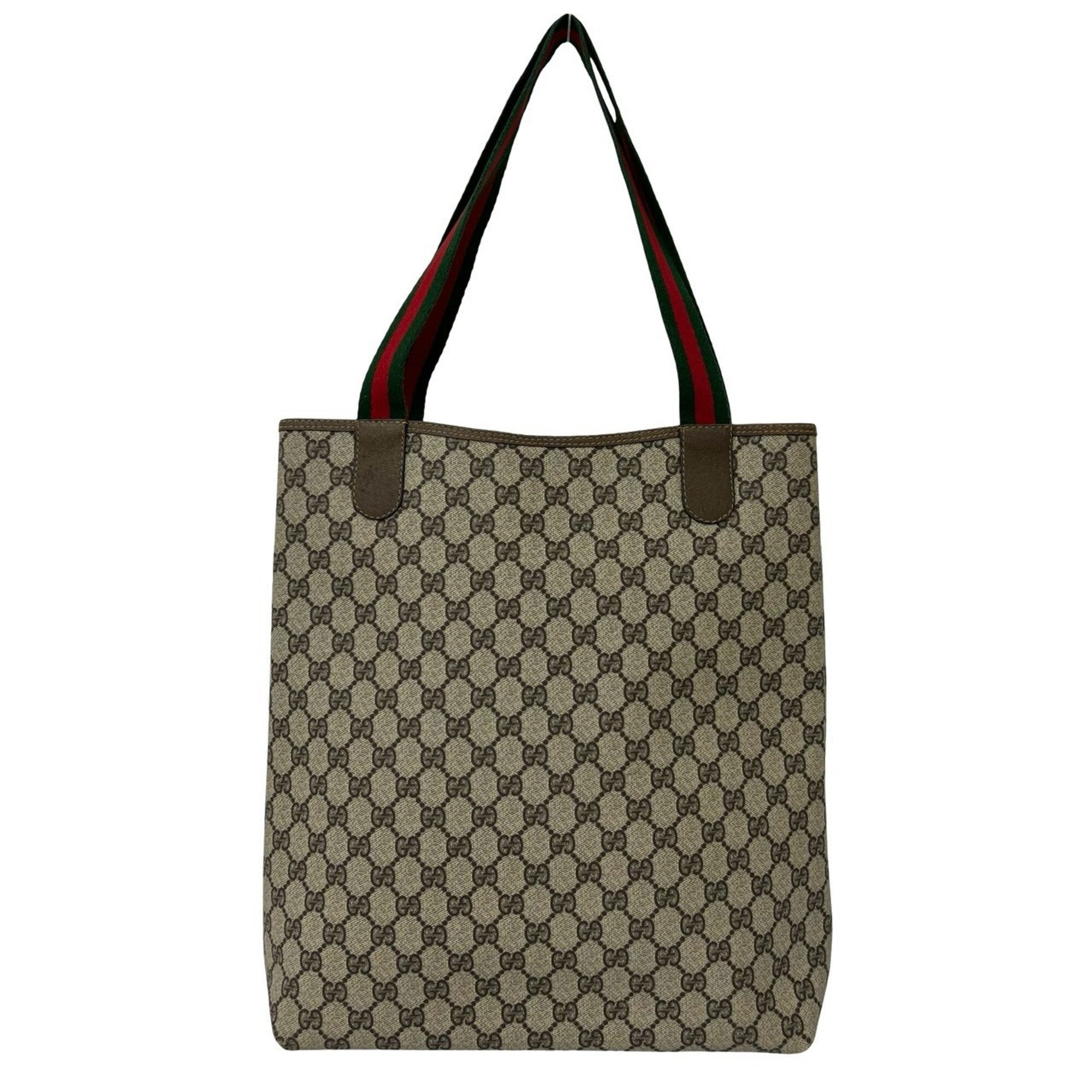 Gucci Brown Green Red Color Leather Pvc Shoulder Bag Tote Bag (Pre-Owned)