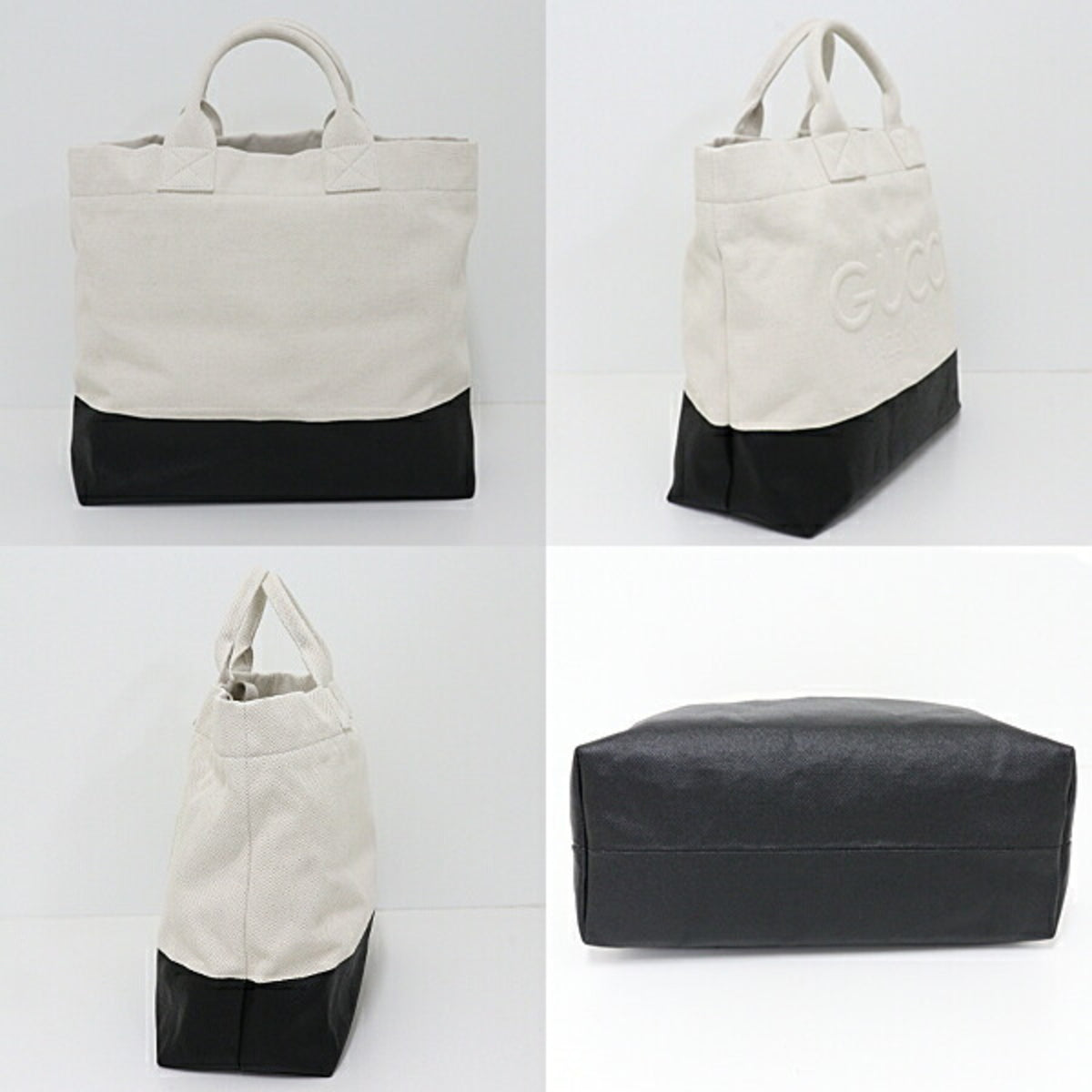 Gucci Black Ivory Canvas Tote Bag (Pre-Owned)