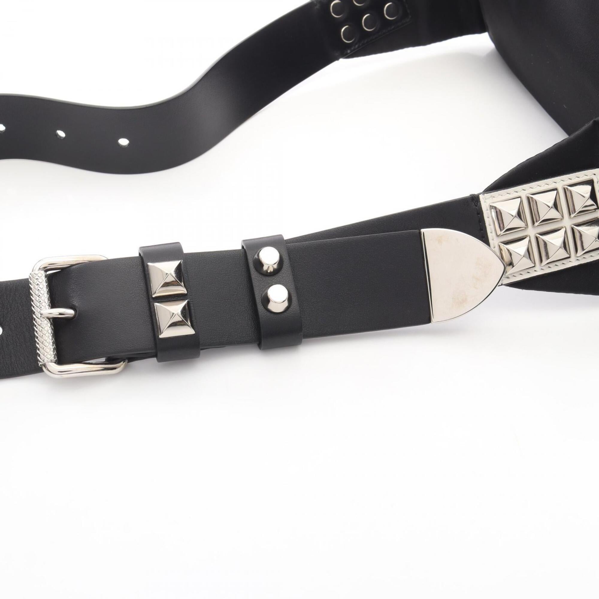 Prada Black White Nylon Leather Fanny Pack Handbag (Pre-Owned)