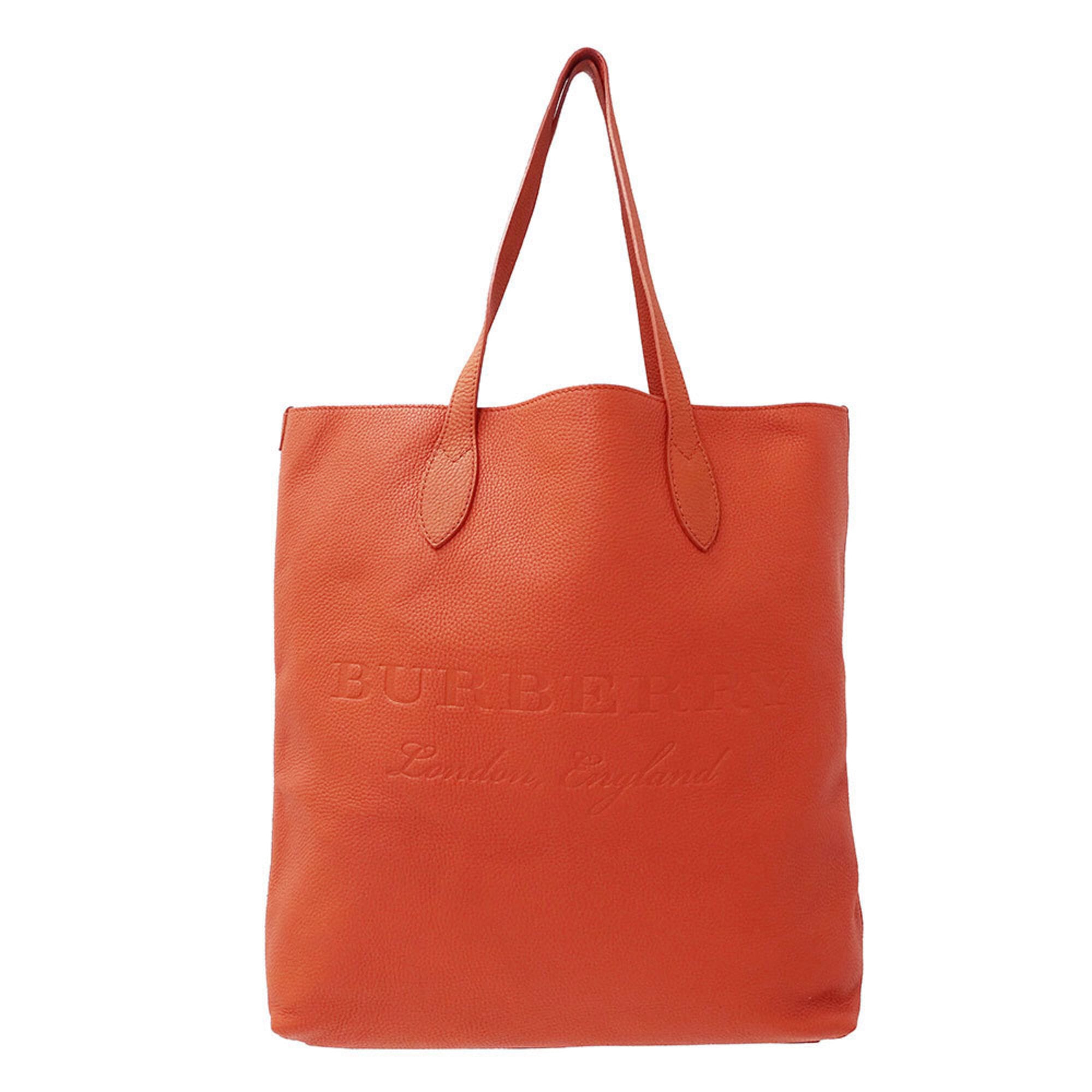 Burberry Orange Leather Handbag Tote Bag (Pre-Owned)
