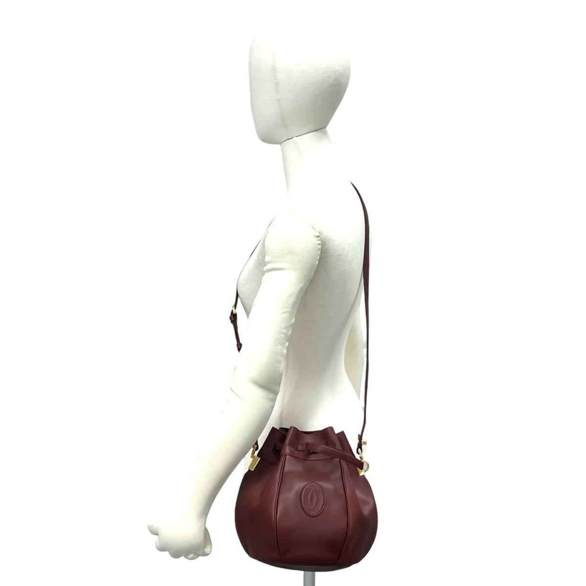 Cartier Wine Red Leather Shoulder Bag (Pre-Owned)