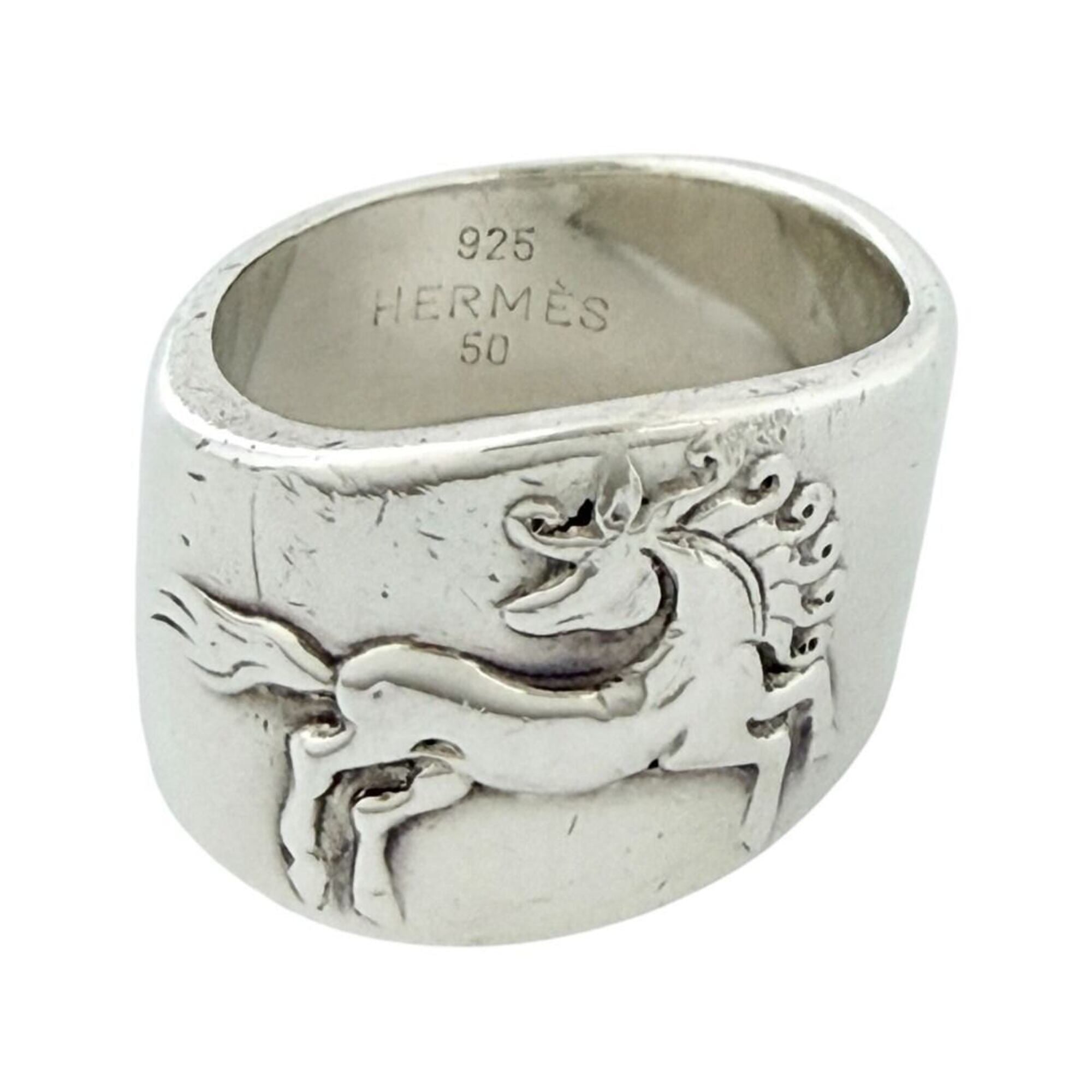 Hermes Silver Silver 925 Band Ring (Pre-Owned)