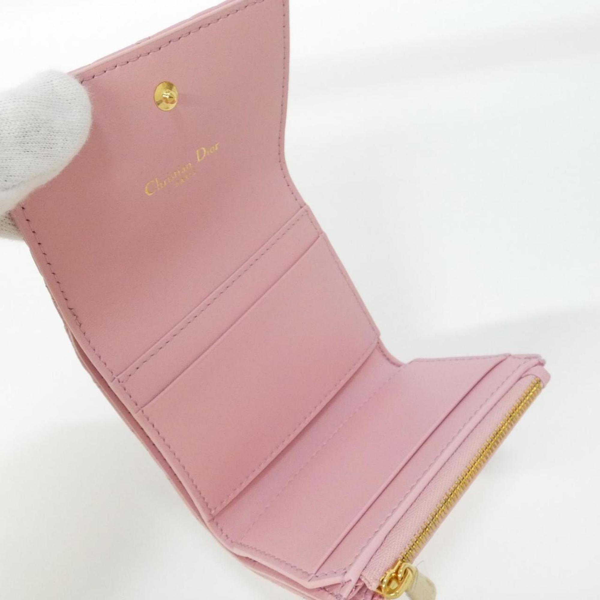 Christian Dior Pink Leather Wallet (Tri-Fold) (Pre-Owned)