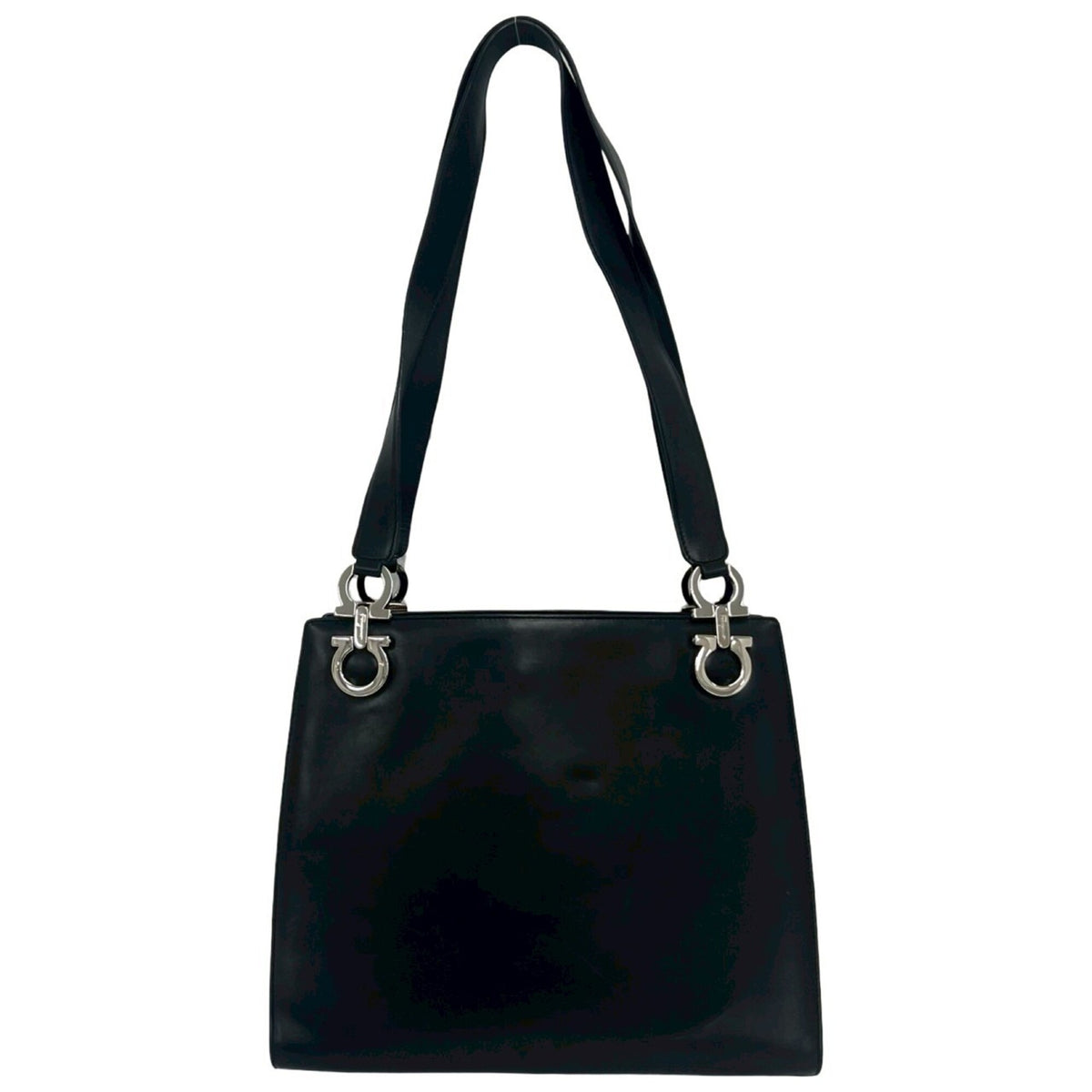 Salvatore Ferragamo Black Leather Shoulder Bag Tote Bag (Pre-Owned)