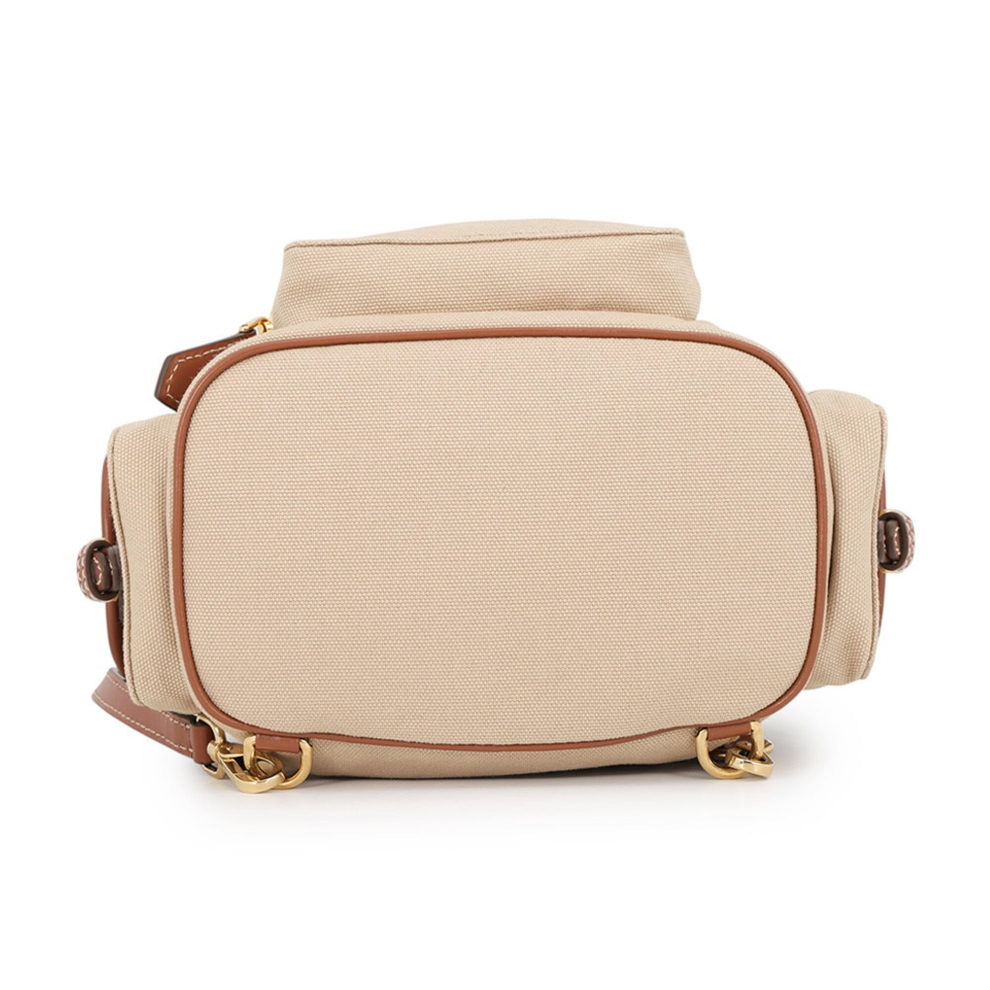 Miu Miu Beige Brown Leather Canvas Backpack Handbag (Pre-Owned)