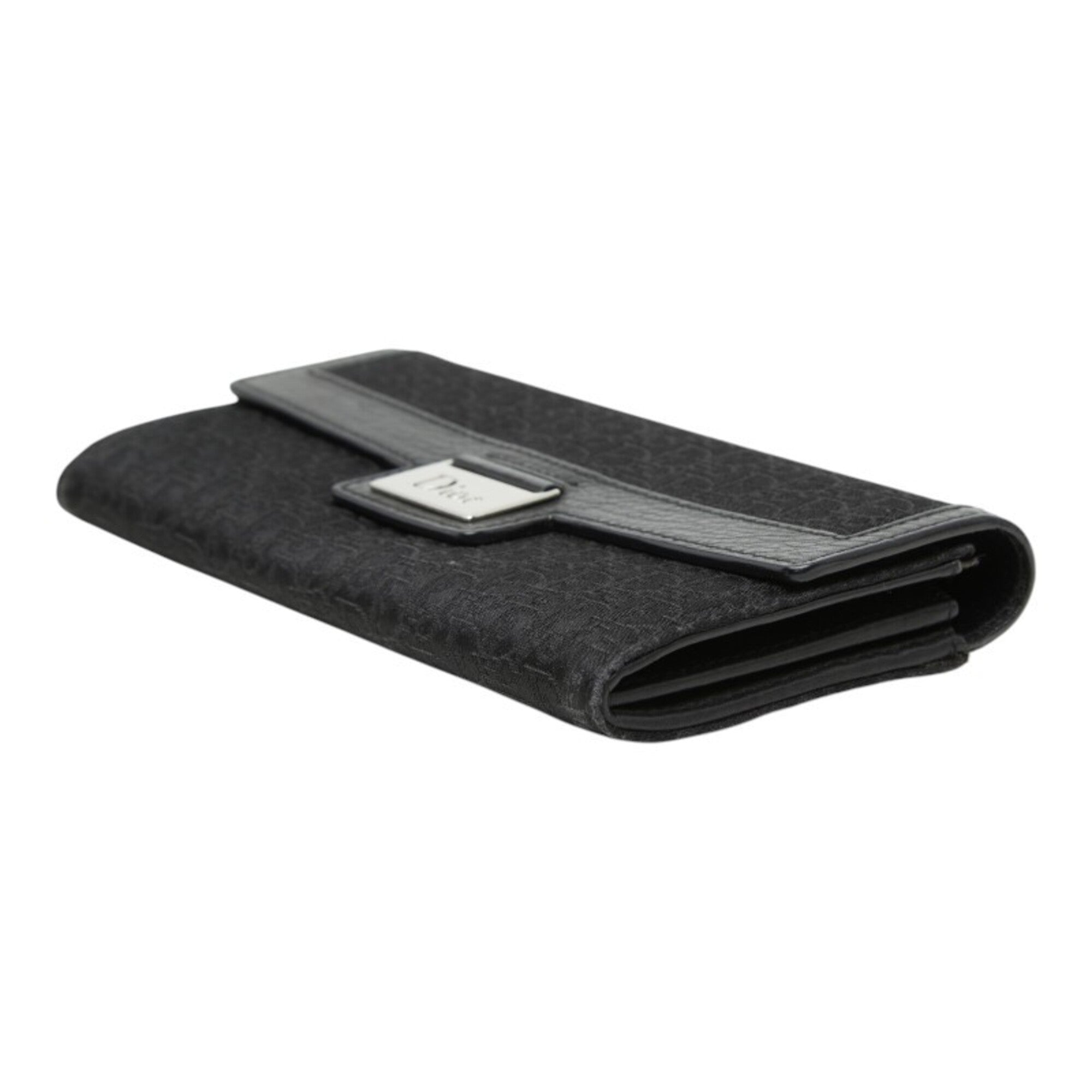 Christian Dior Black Canvas Leather Long Wallet (Bi-Fold) (Pre-Owned)