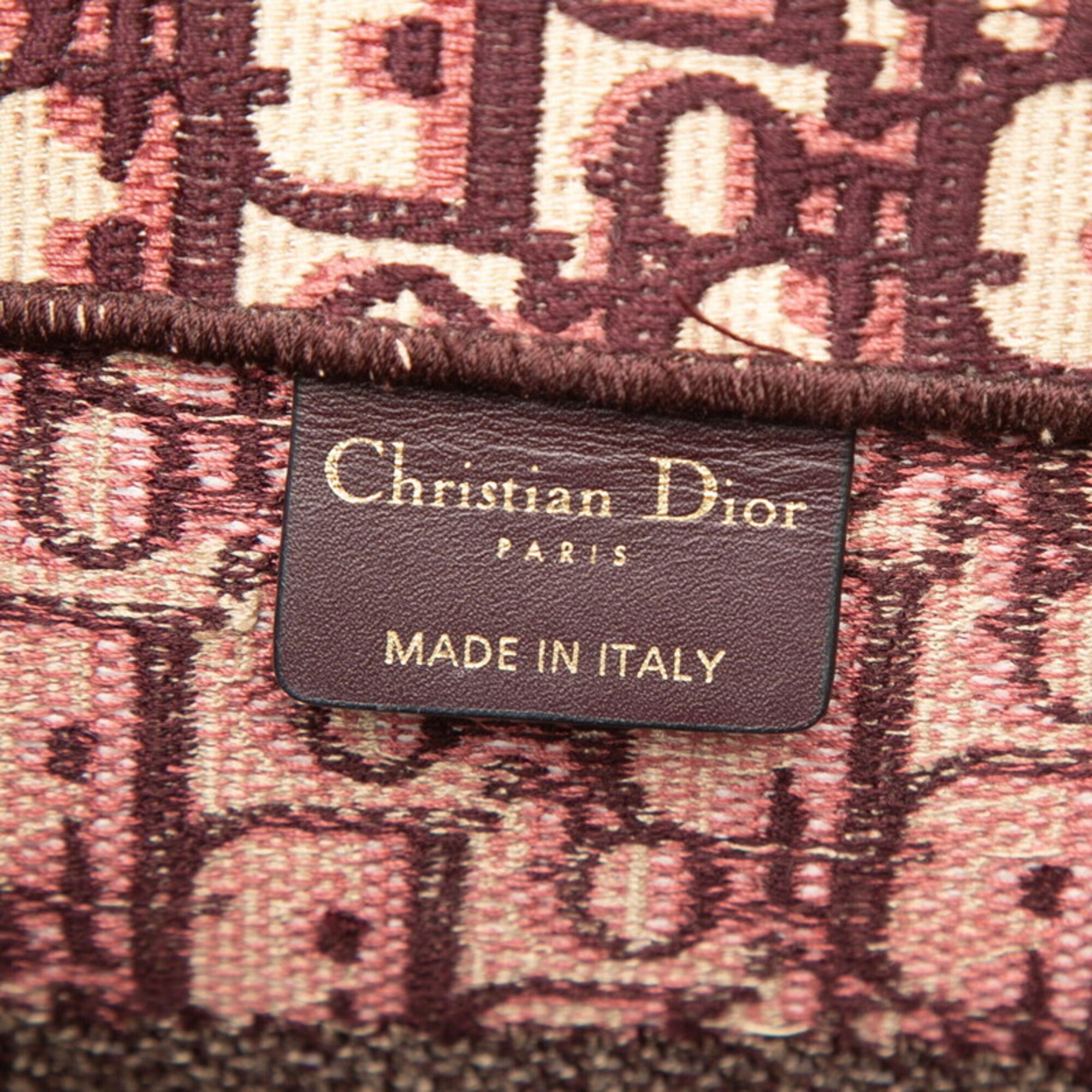 Christian Dior Beige Red Color Wine Canvas Shoulder Bag Tote Bag (Pre-Owned)
