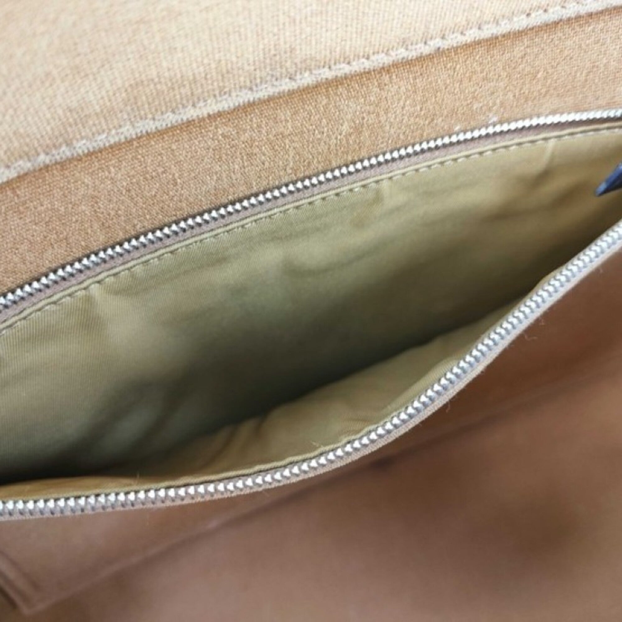 Hermes Brown Canvas Leather Shoulder Bag (Pre-Owned)