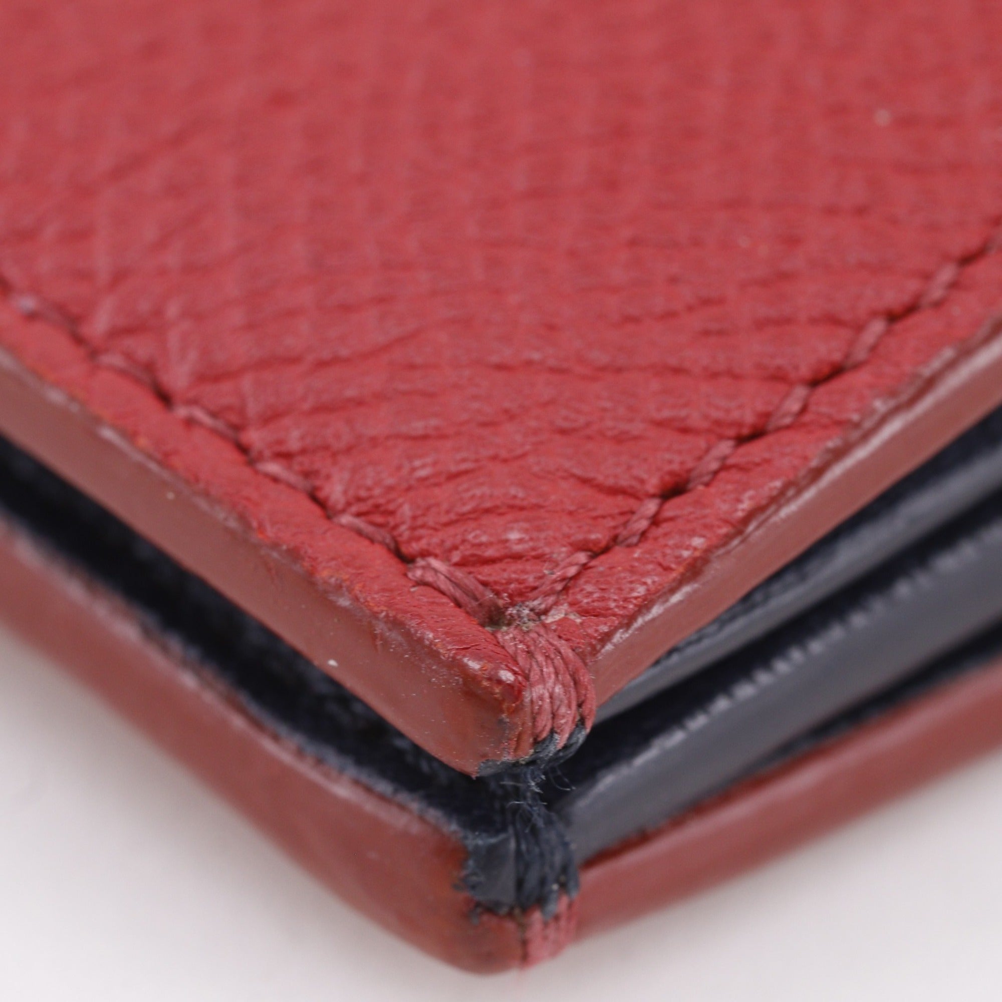 Celine Red Color Leather Long Wallet (Bi-Fold) (Pre-Owned)