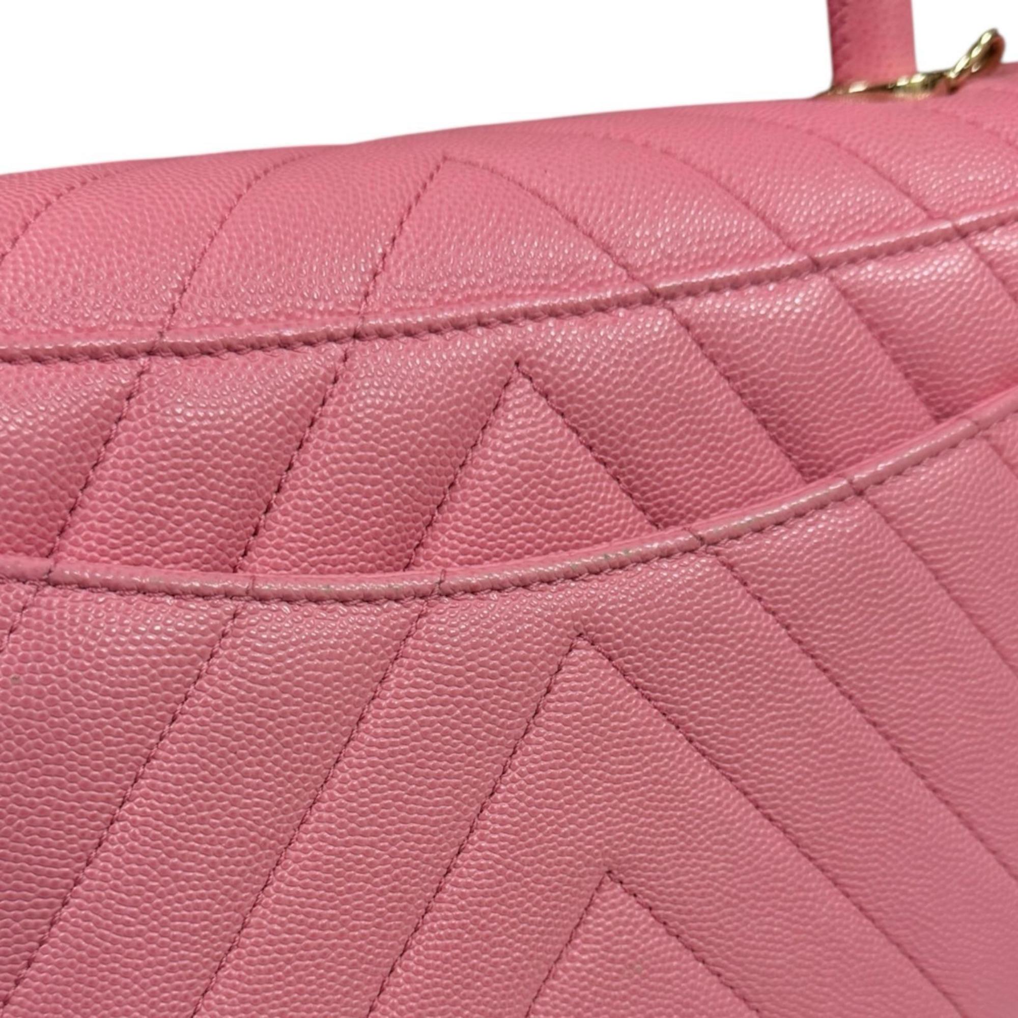 Chanel Pink Grained Calfskin Shoulder Bag (Pre-Owned)