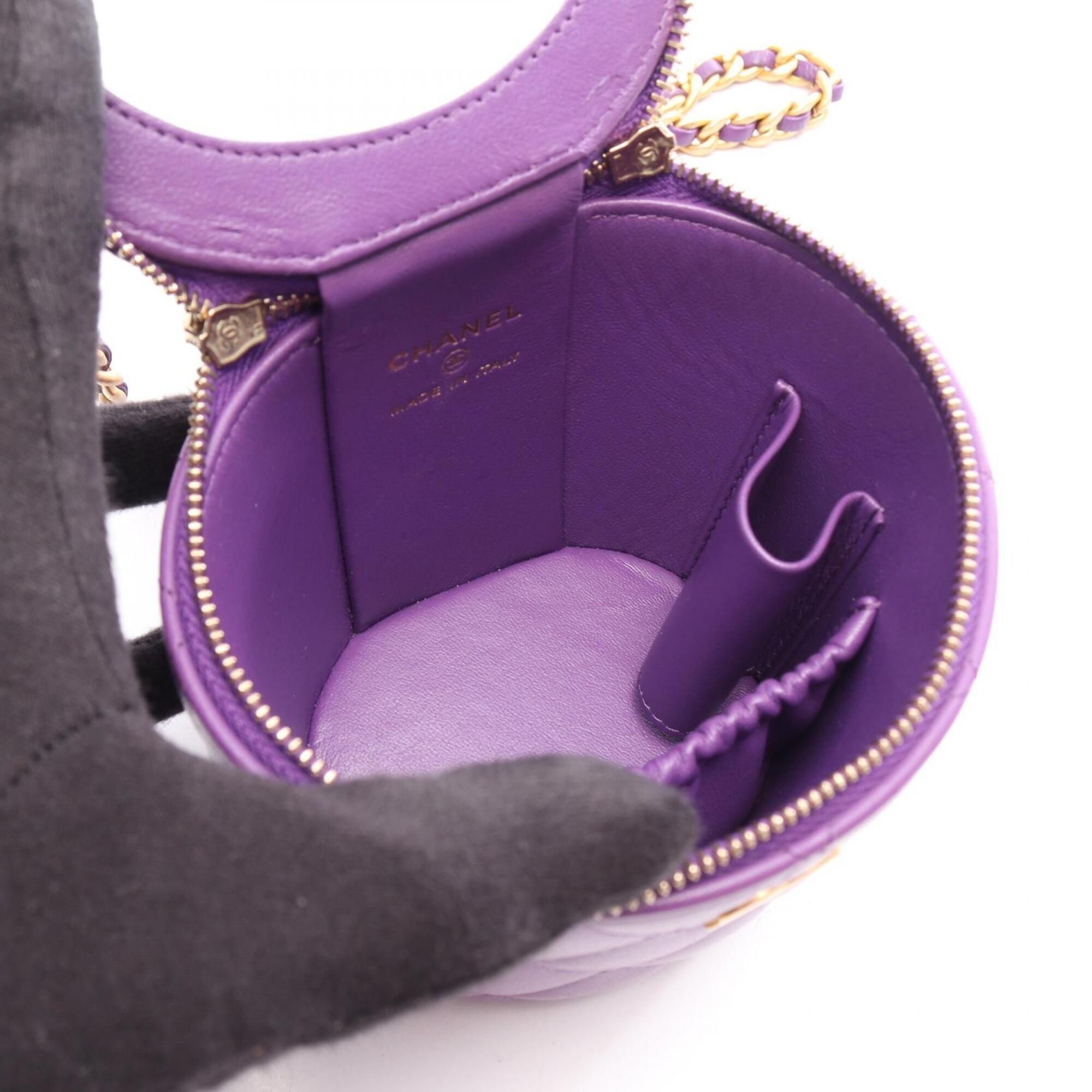 Chanel Purple Leather Handbag Shoulder Bag (Pre-Owned)