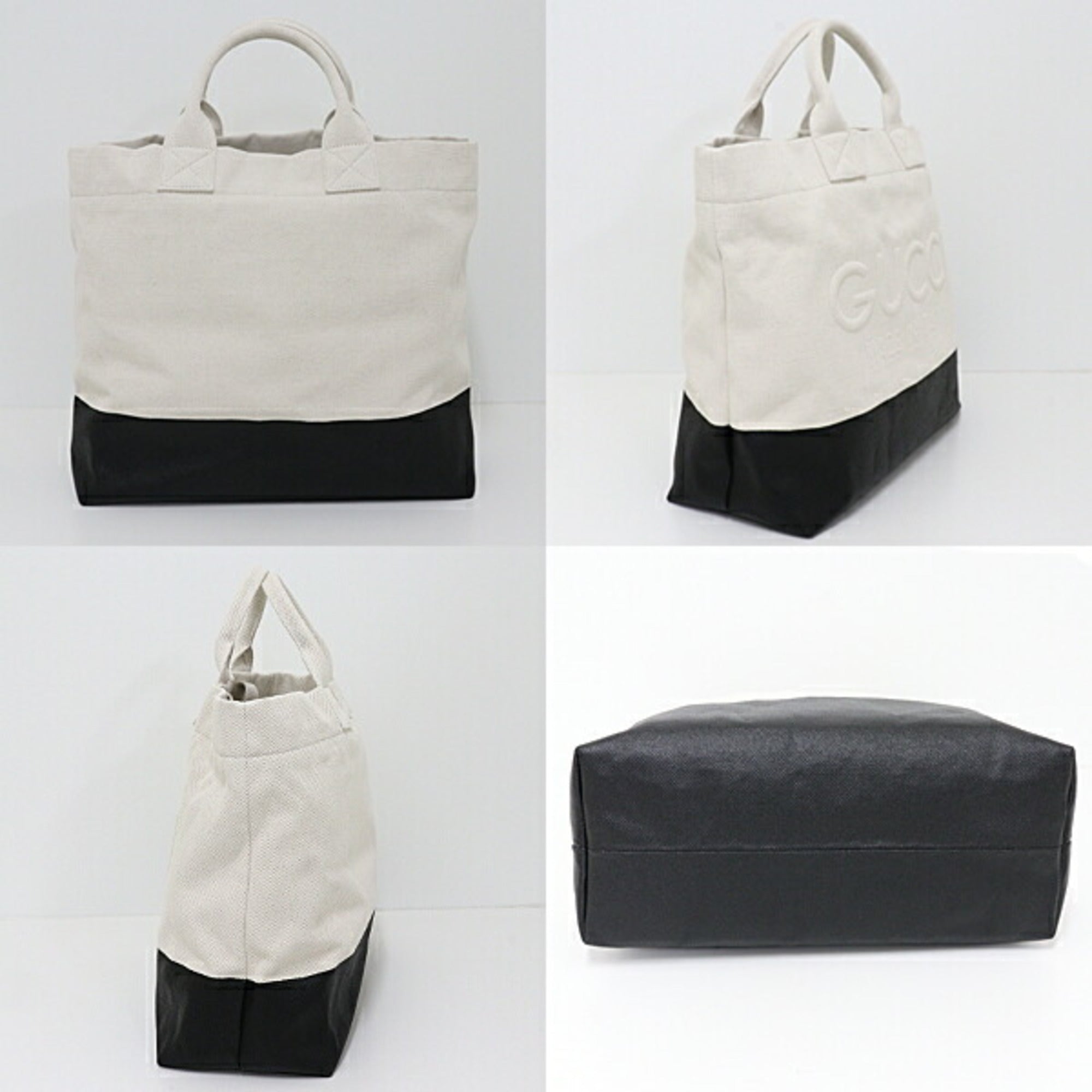 Gucci Black Ivory Canvas Tote Bag (Pre-Owned)