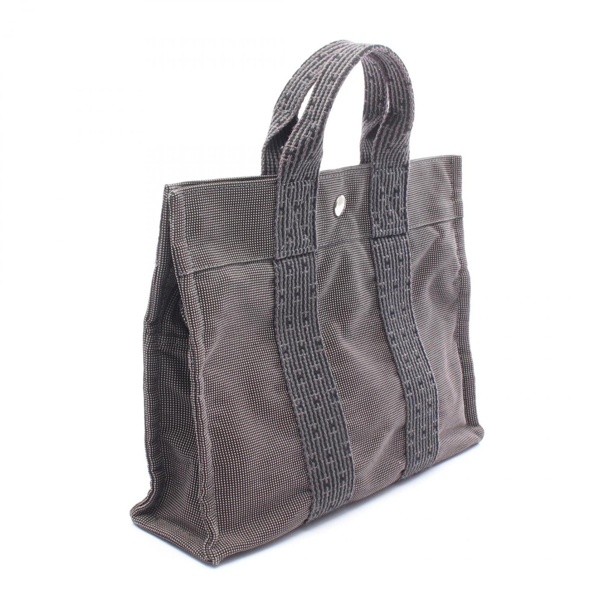 Hermes Gray Nylon Canvas Canvas Handbag Tote Bag (Pre-Owned)