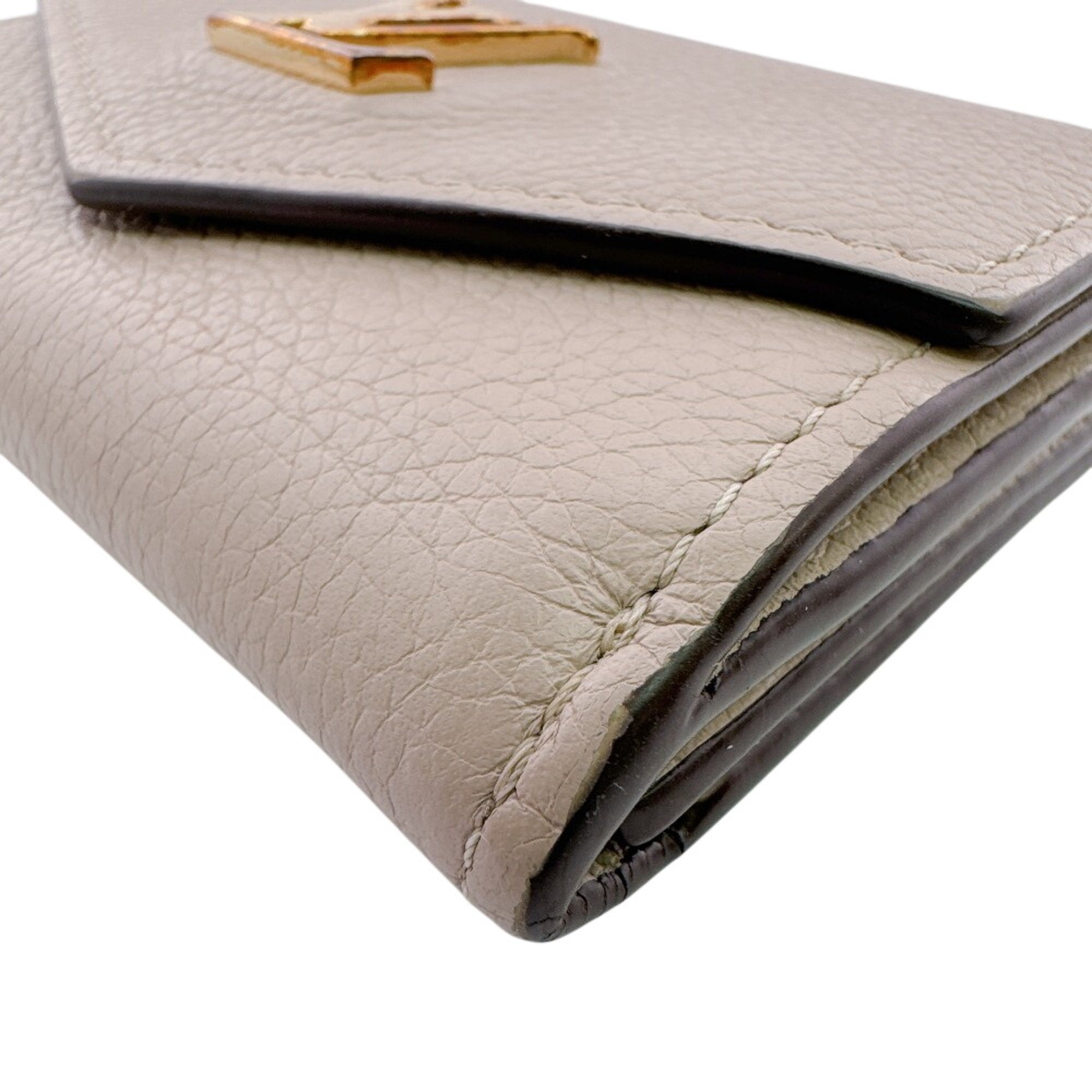 Louis Vuitton Beige Leather Wallet (Tri-Fold) (Pre-Owned)