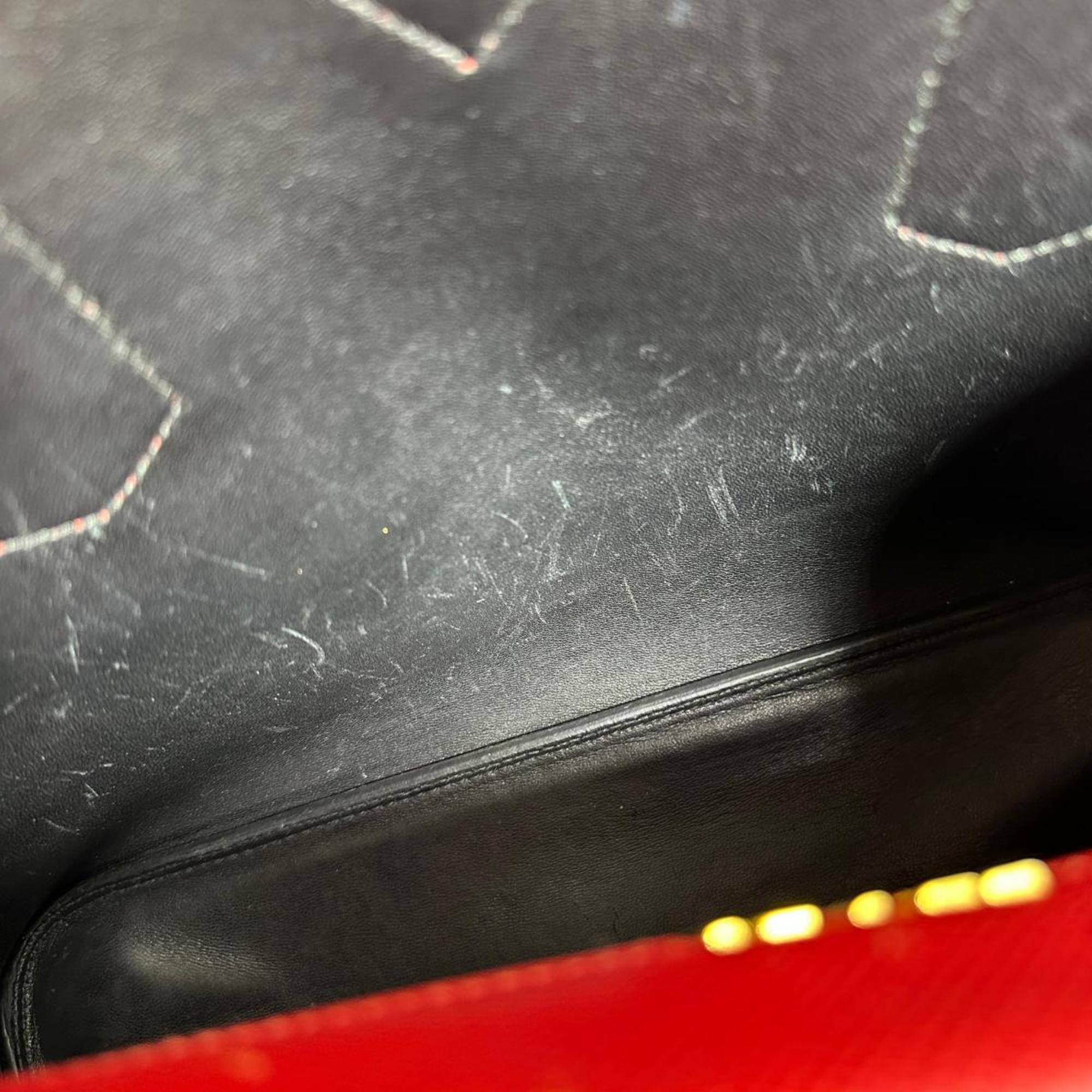 Prada Red Color Leather Handbag Shoulder Bag (Pre-Owned)