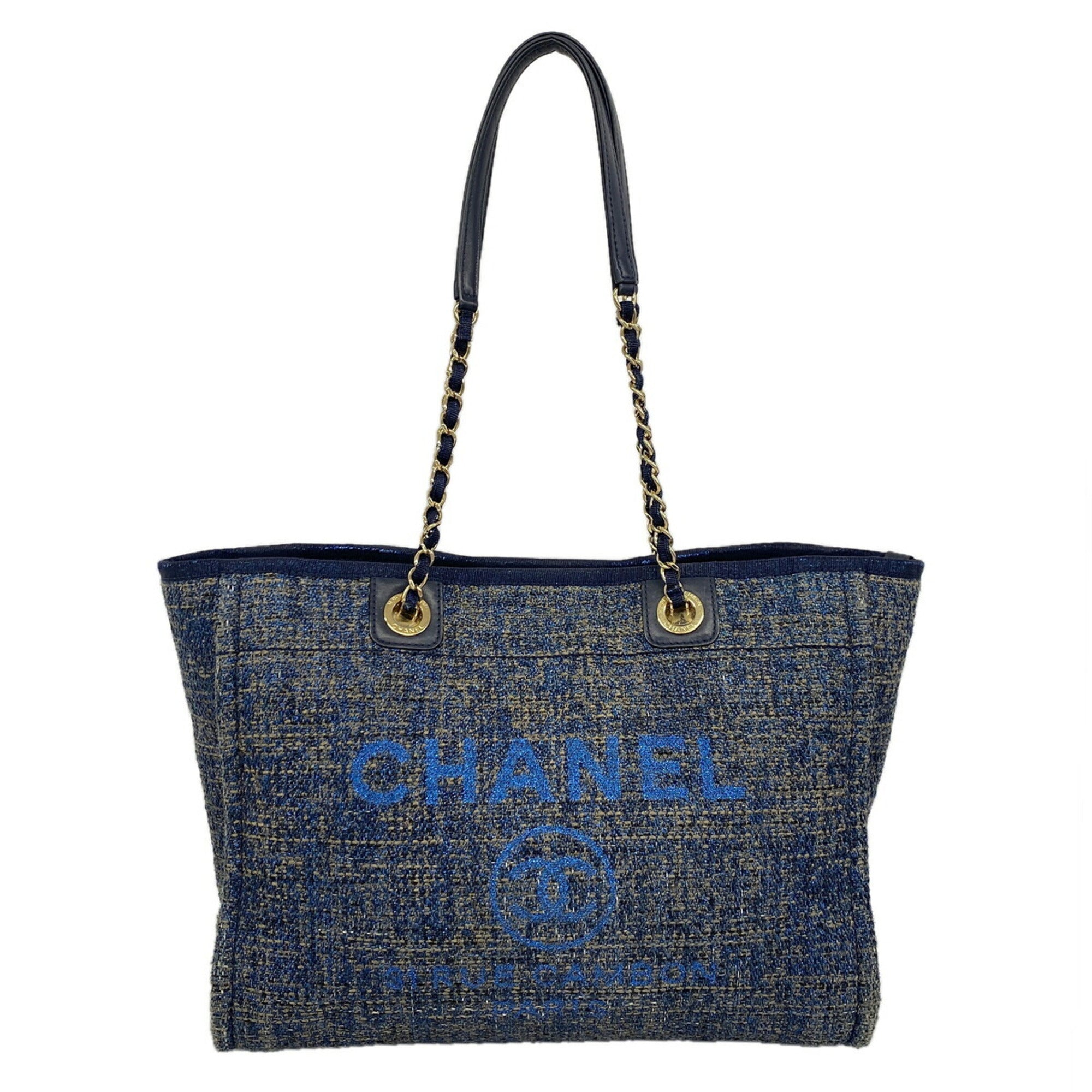 Chanel Blue Tweed Tote Bag (Pre-Owned)