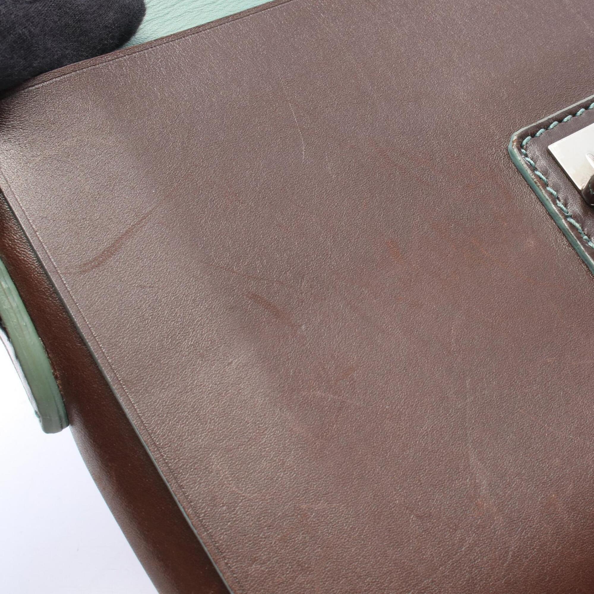 Salvatore Ferragamo Brown Leather Clutch Bag Handbag (Pre-Owned)