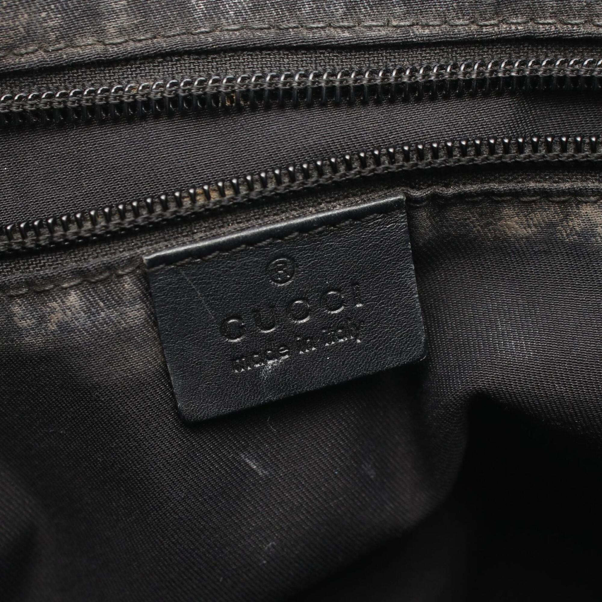 Gucci Black Canvas Leather Handbag Tote Bag (Pre-Owned)