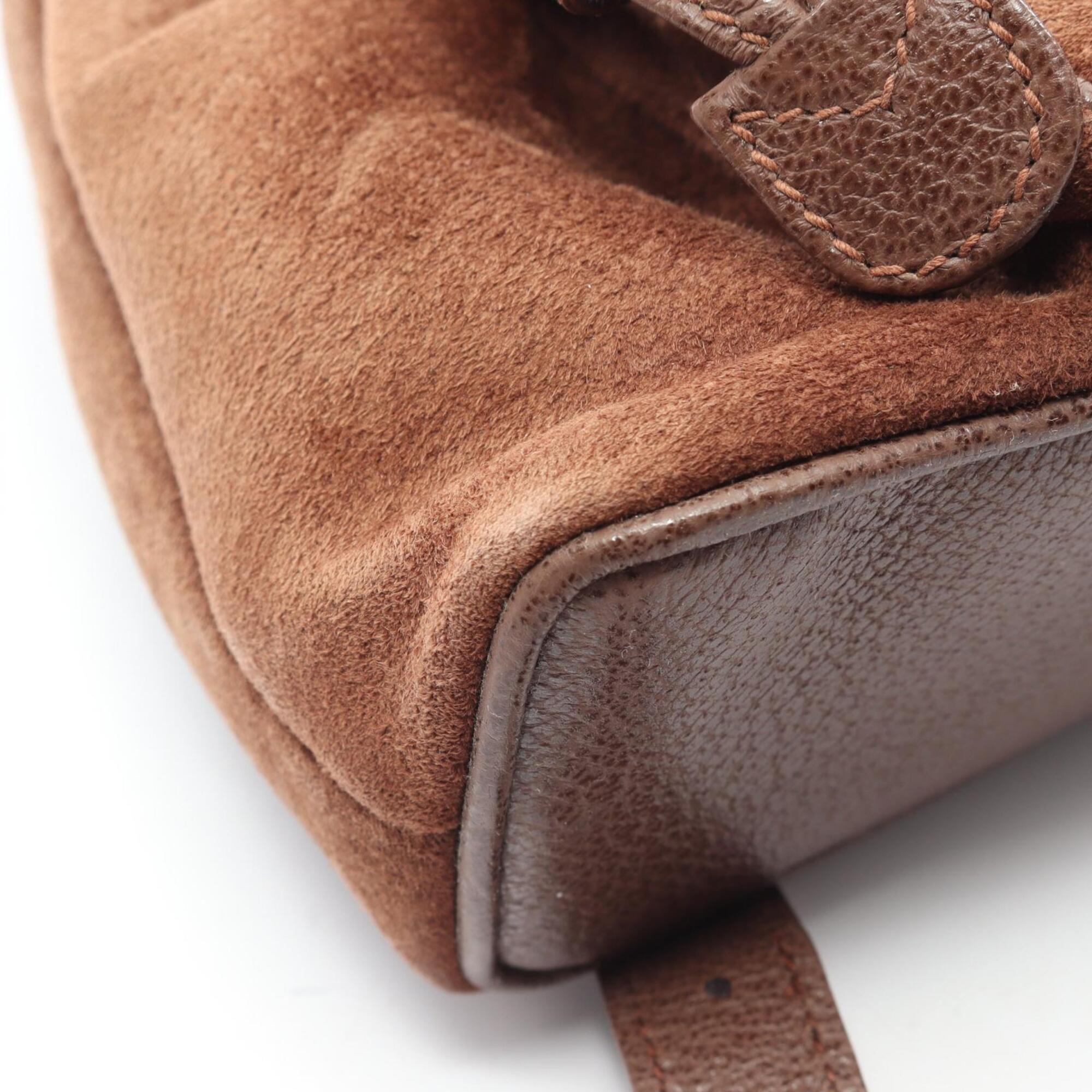 Gucci Brown Suede Leather Backpack Handbag (Pre-Owned)