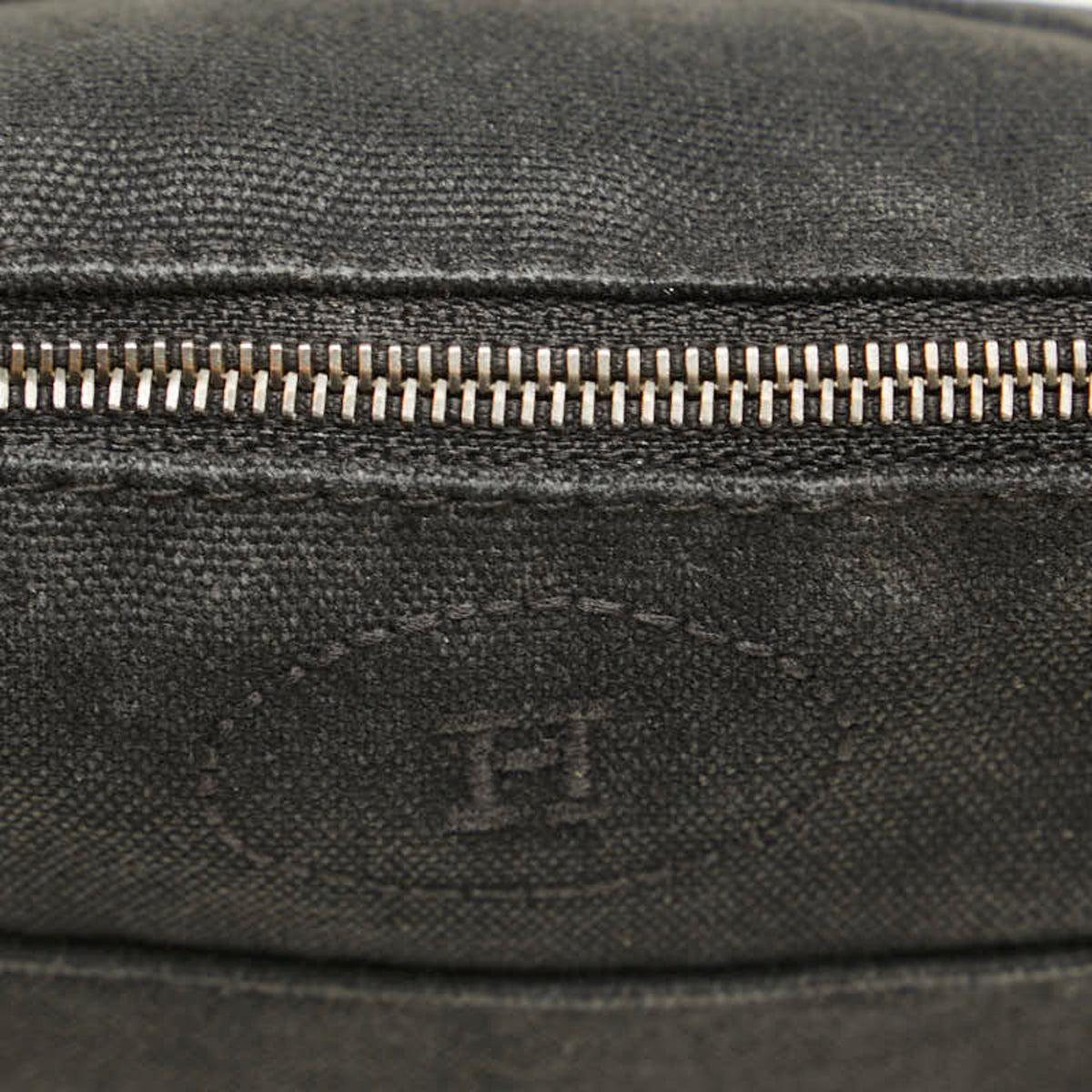 Hermes Black Canvas Leather Pouch (Pre-Owned)
